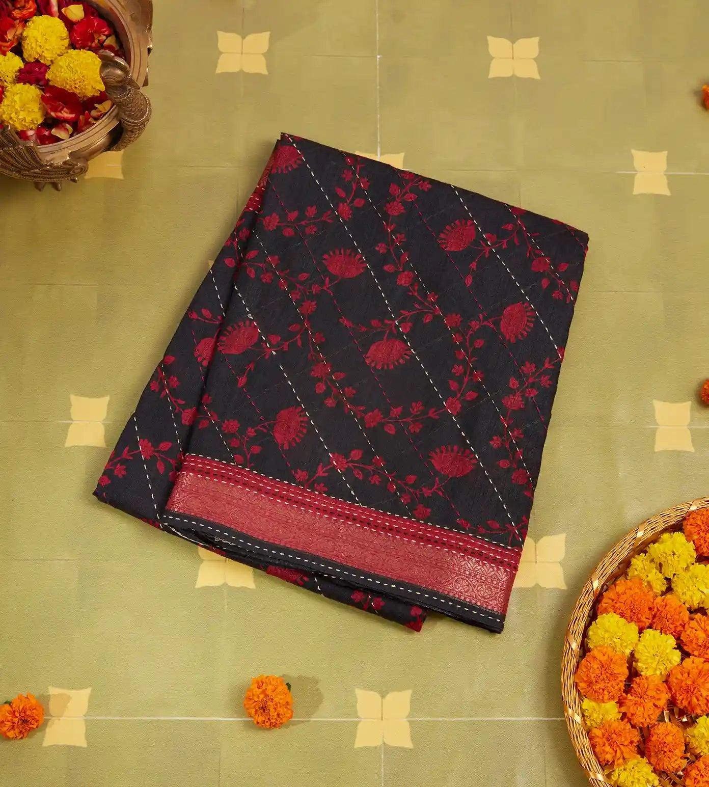 Black Tussar Saree