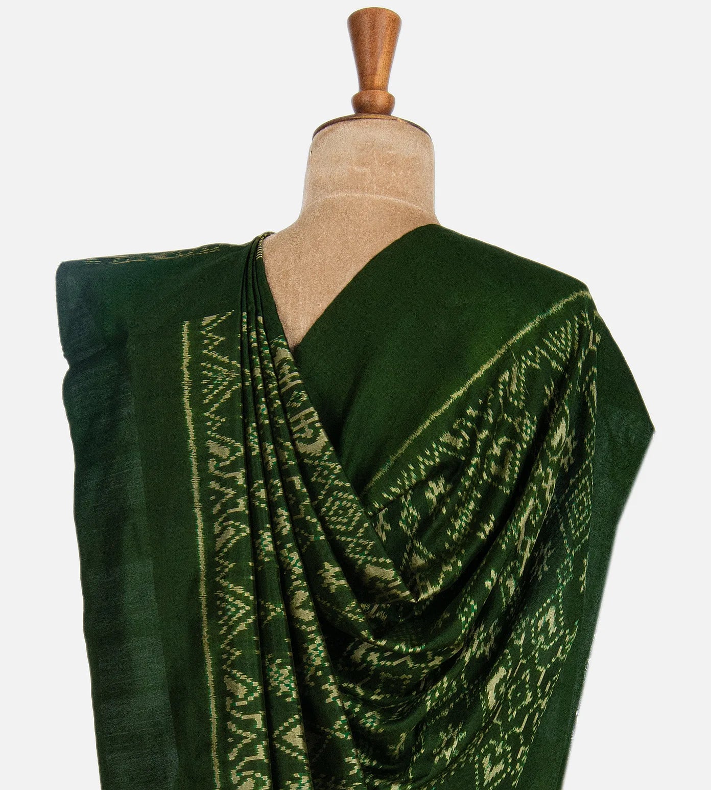 Beige Ikkat Madhubani Hand Painted Saree