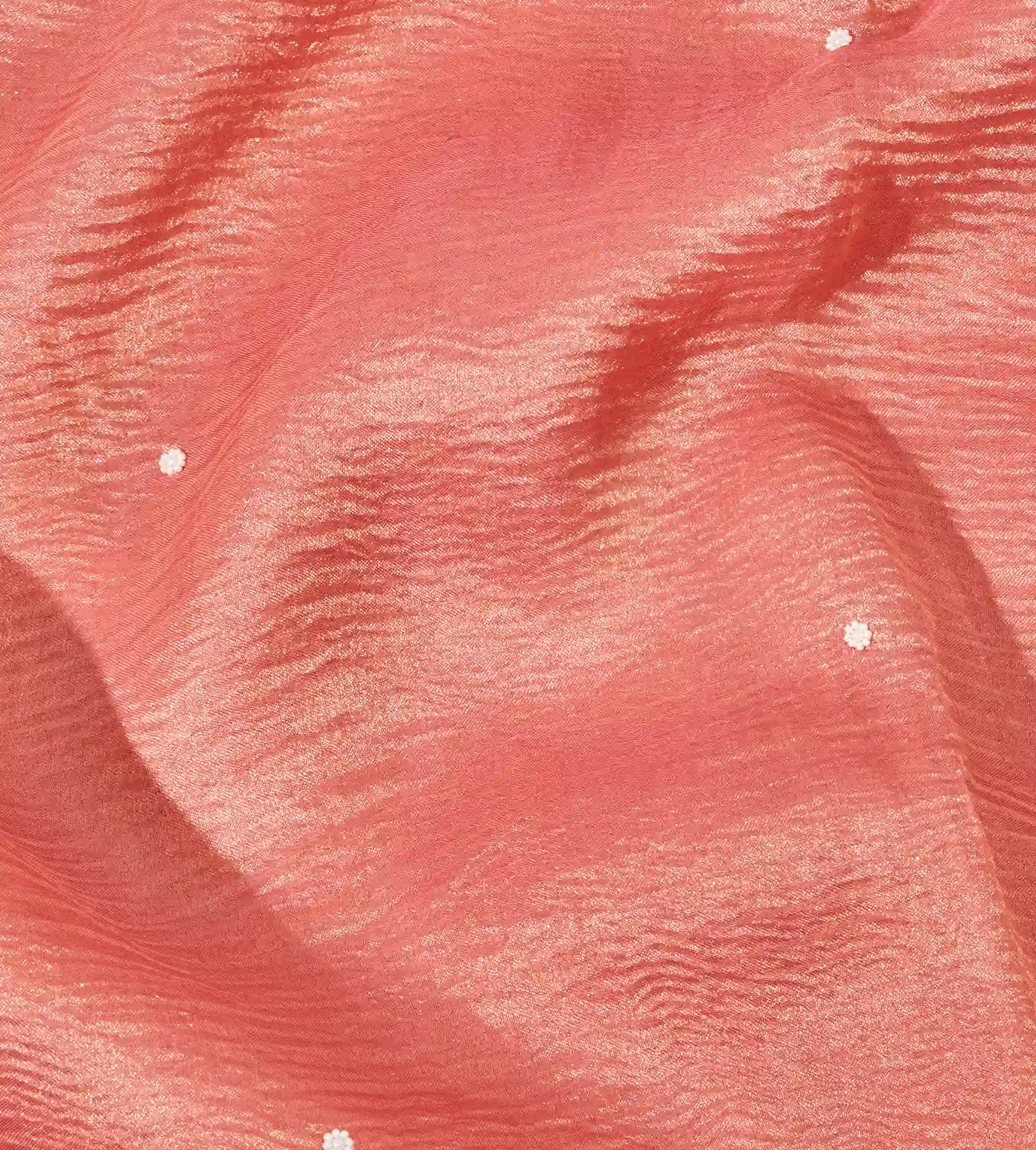 Peach Crushed Organza Saree