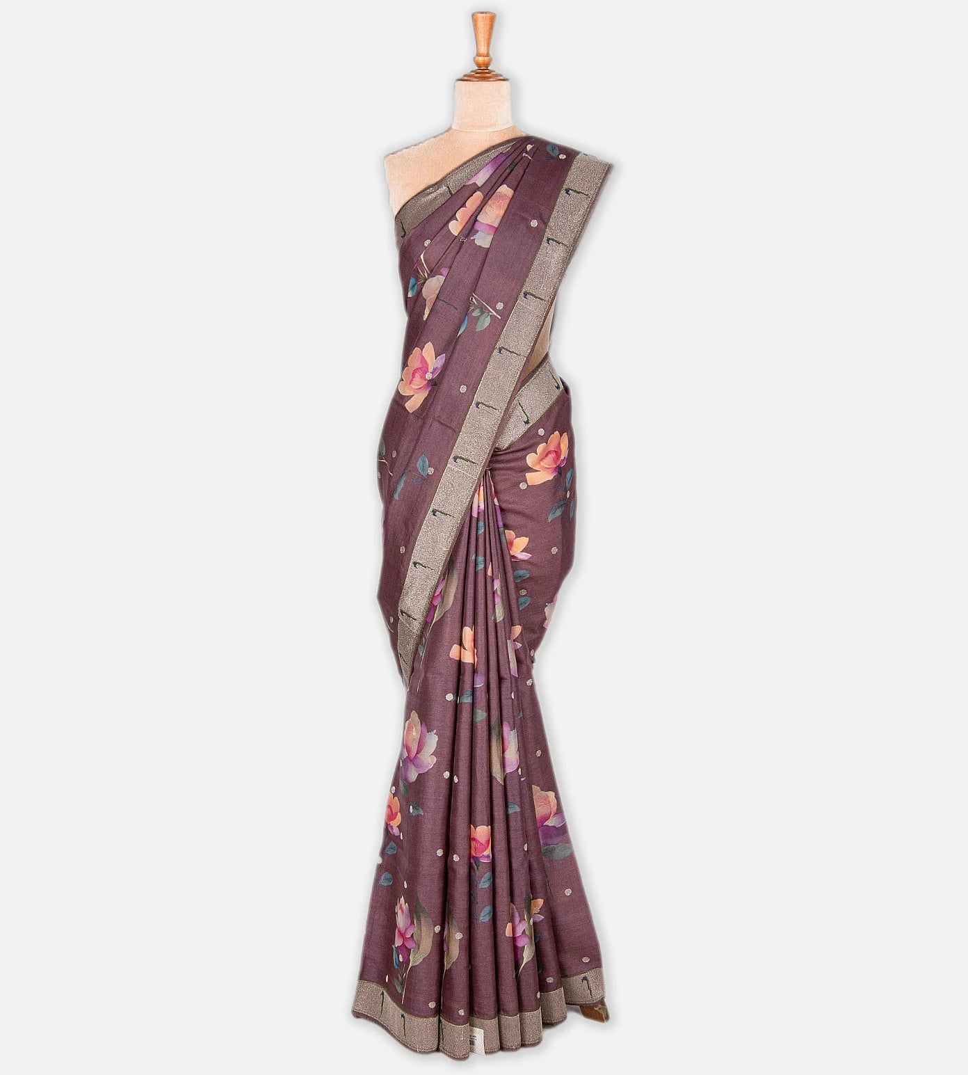 Mauve Tussar Paithani Saree