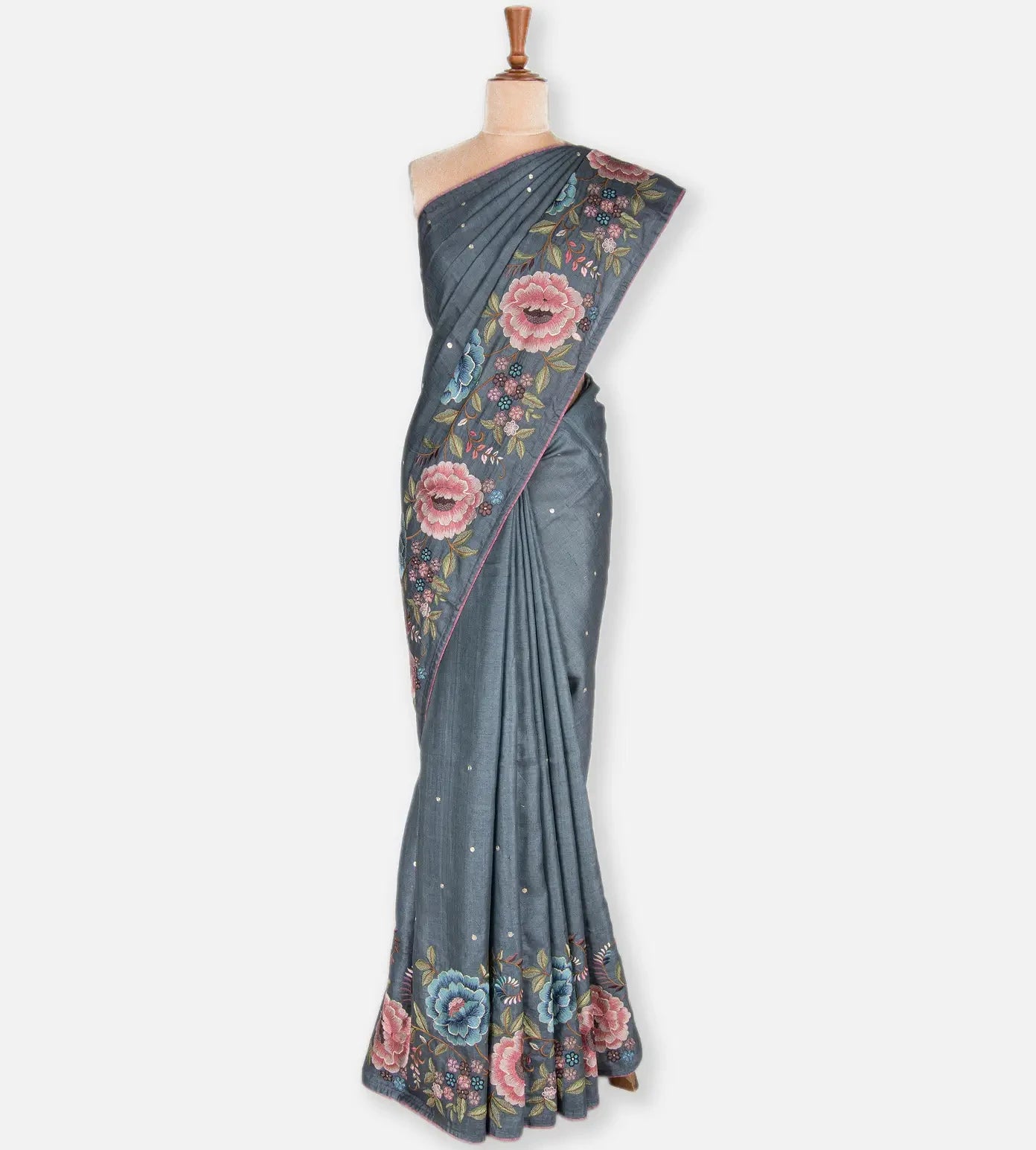 Grey Tussar Saree
