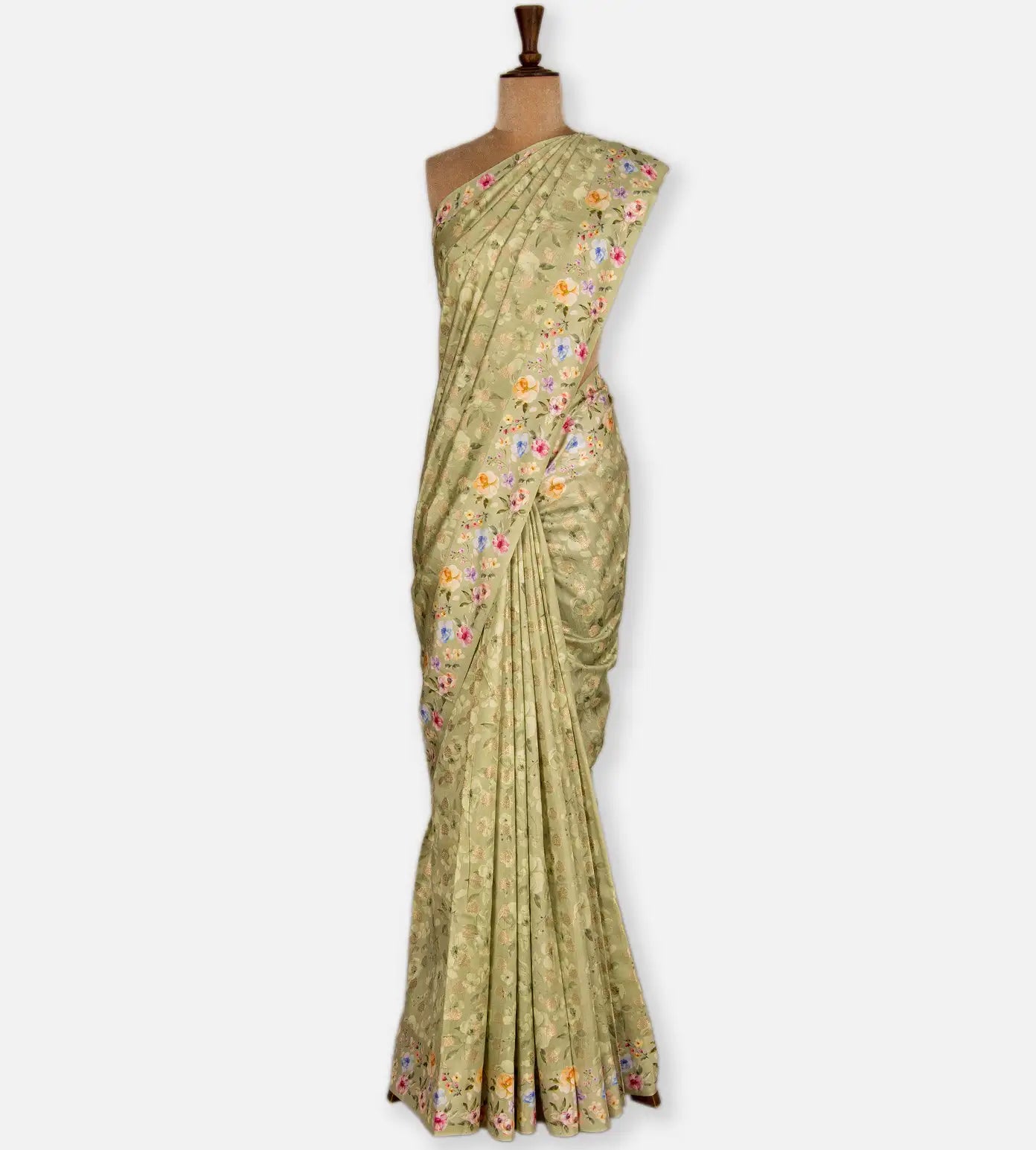 Pastel Green Chaniya Silk Saree