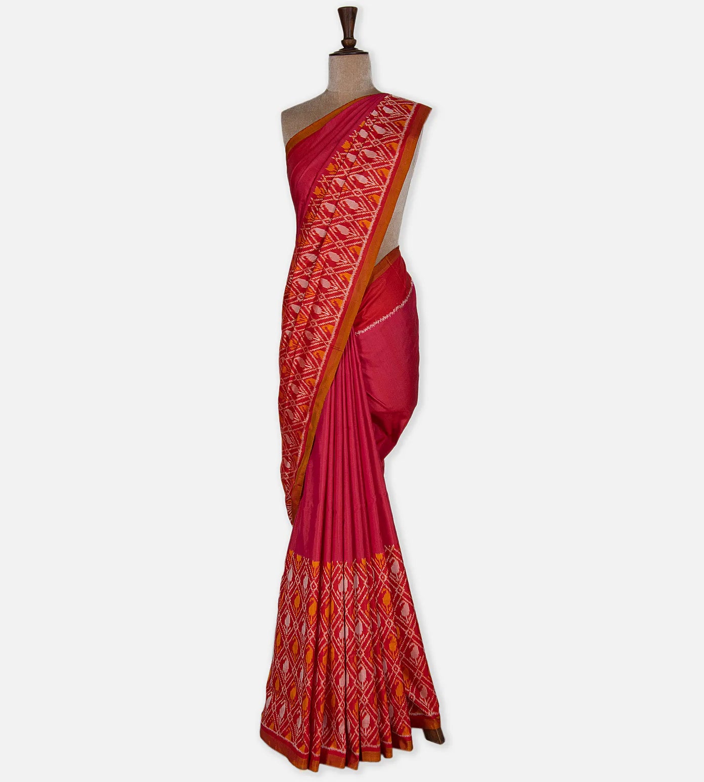 Pink Ikkat Silk Saree