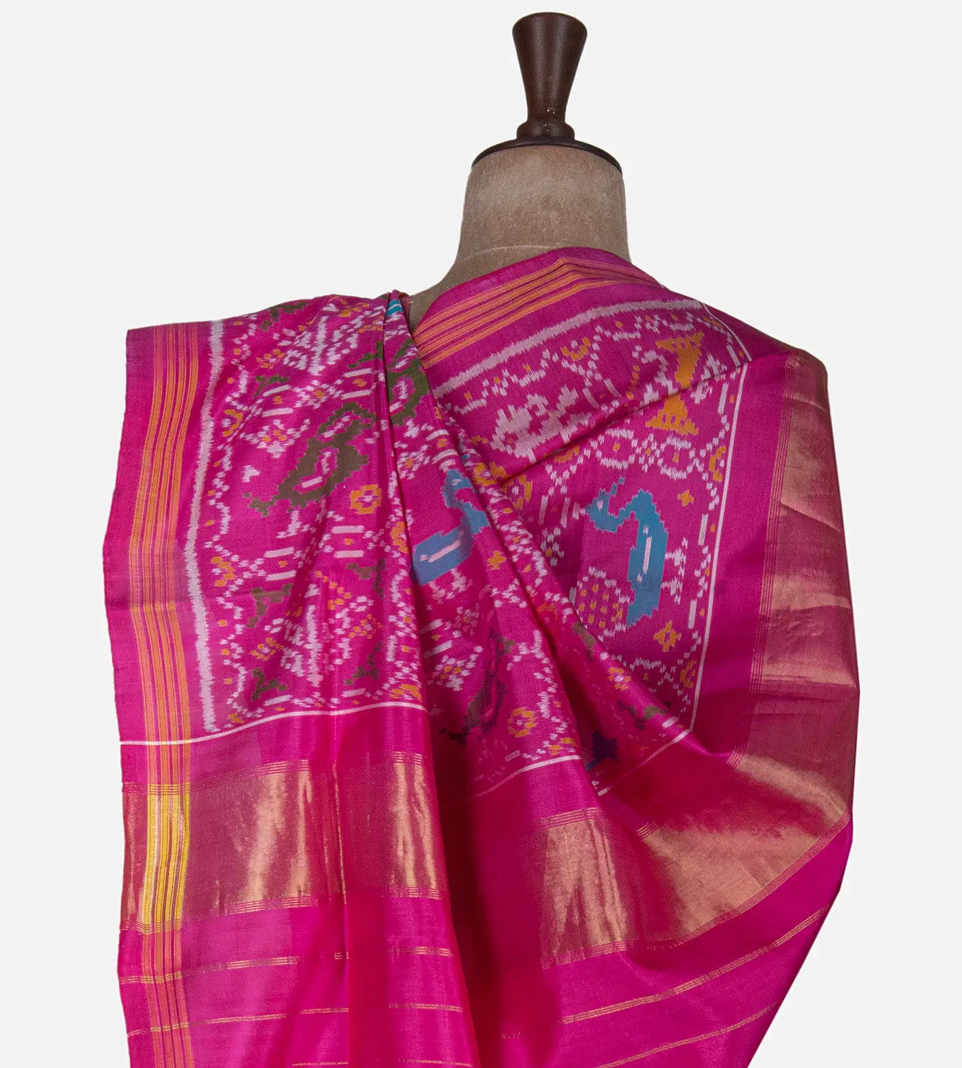 Tangerine Yellow Patola Silk Saree