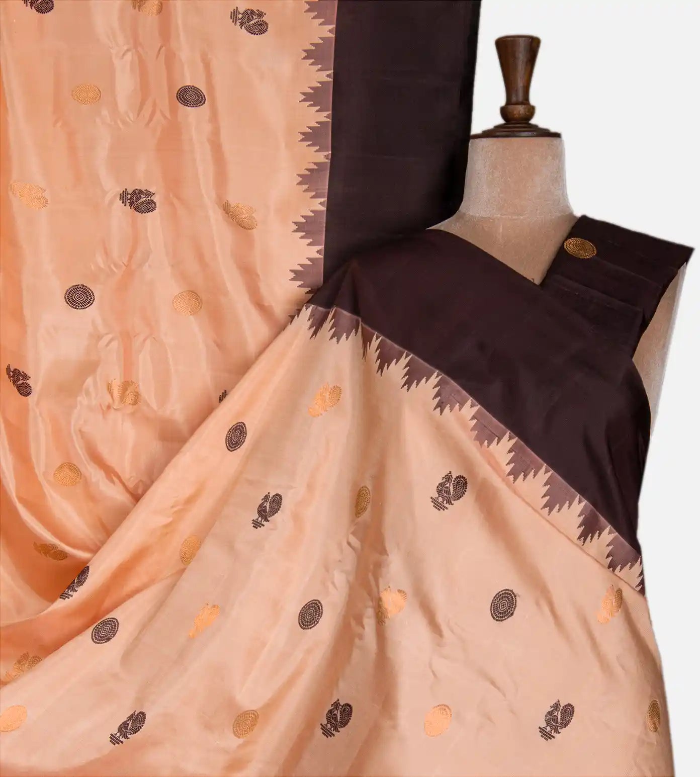 Light Peach Gadwal Silk Saree