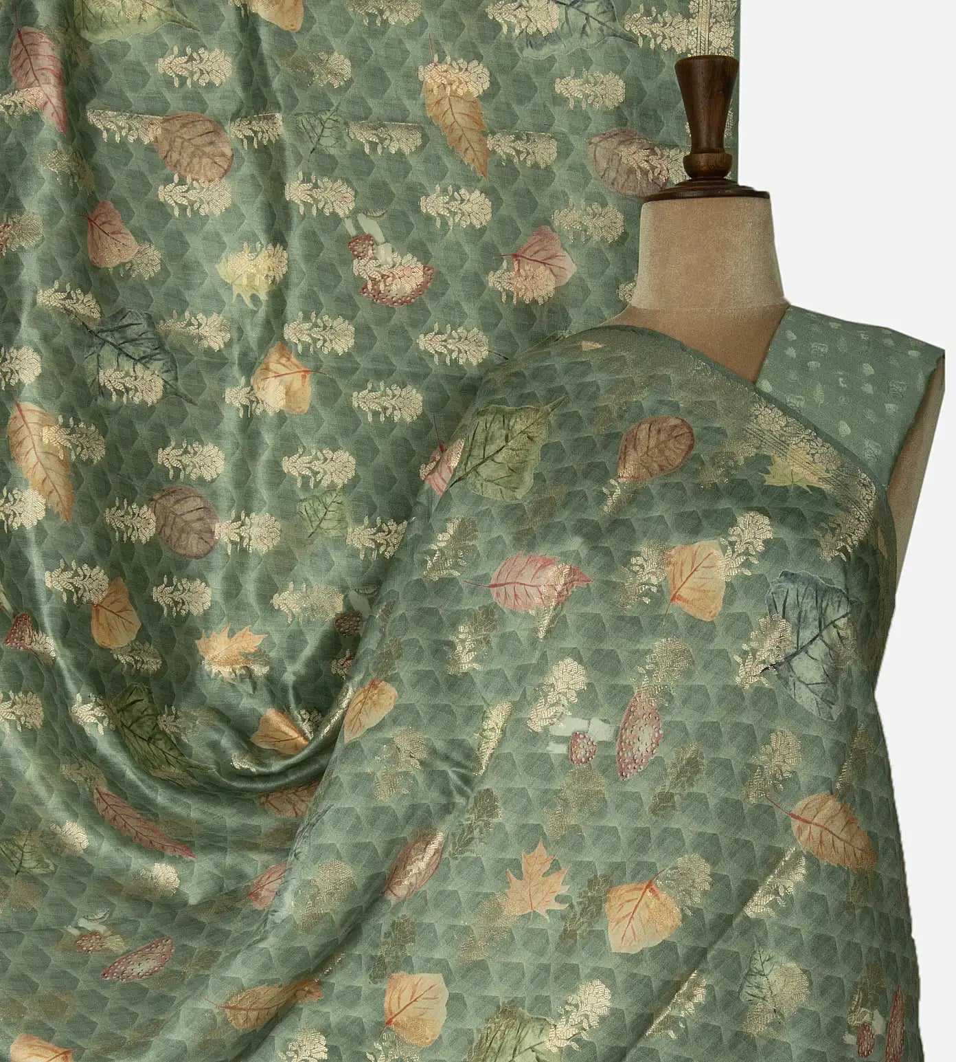 Greenish Grey Chaniya Silk Saree