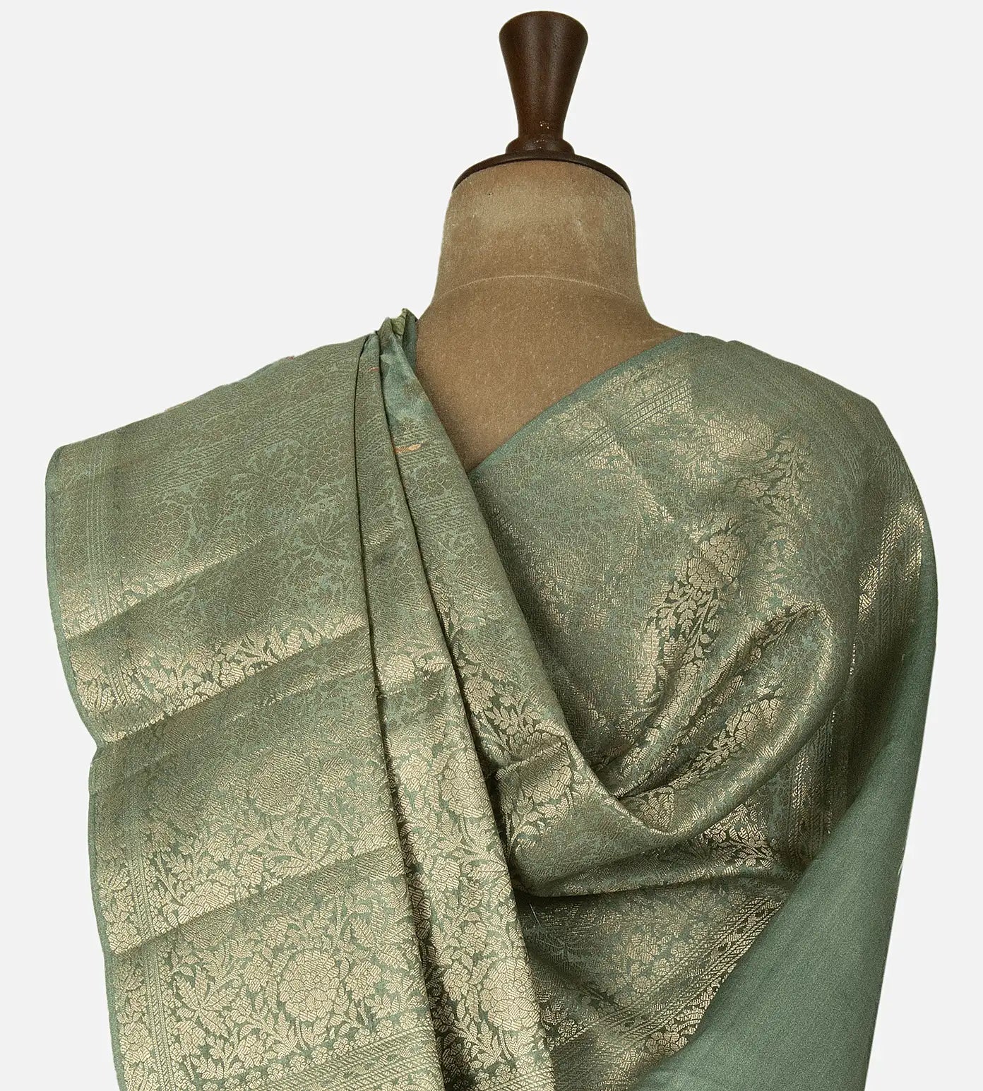 Greenish Grey Chaniya Silk Saree