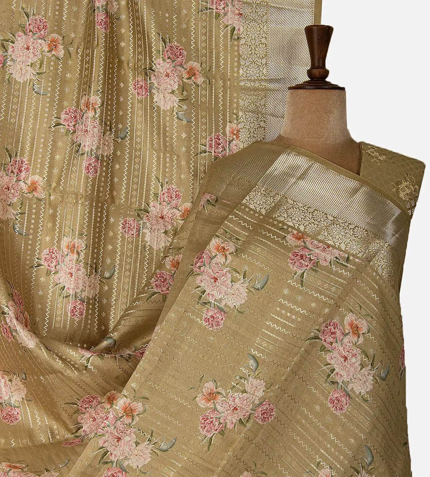 Beige Chaniya Silk Saree