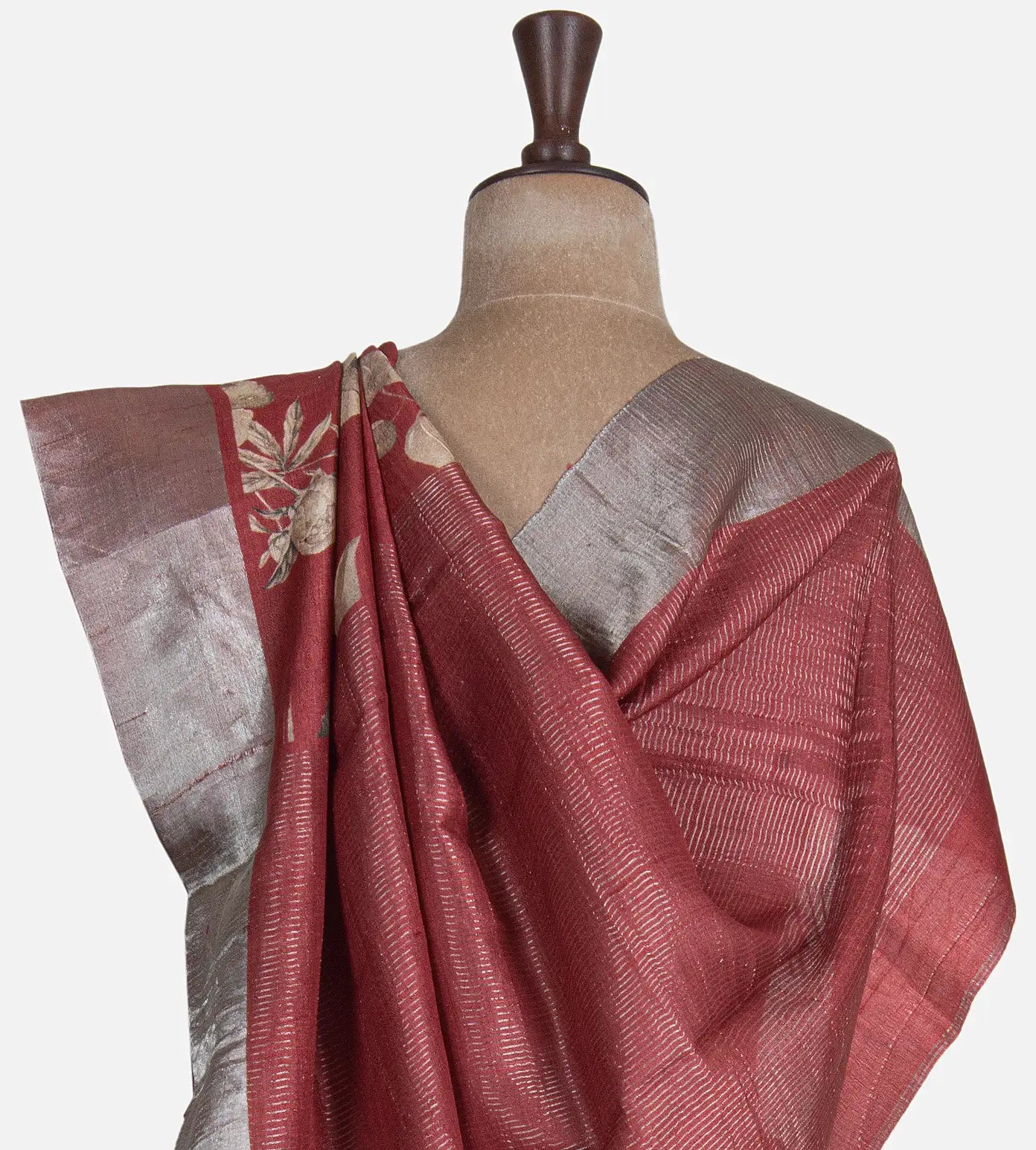 Maroon Tussar Saree