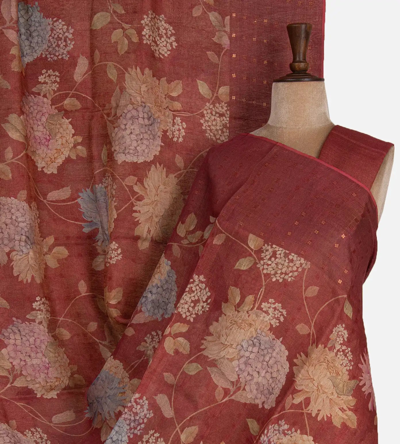 Maroon Tissue Tussar Saree