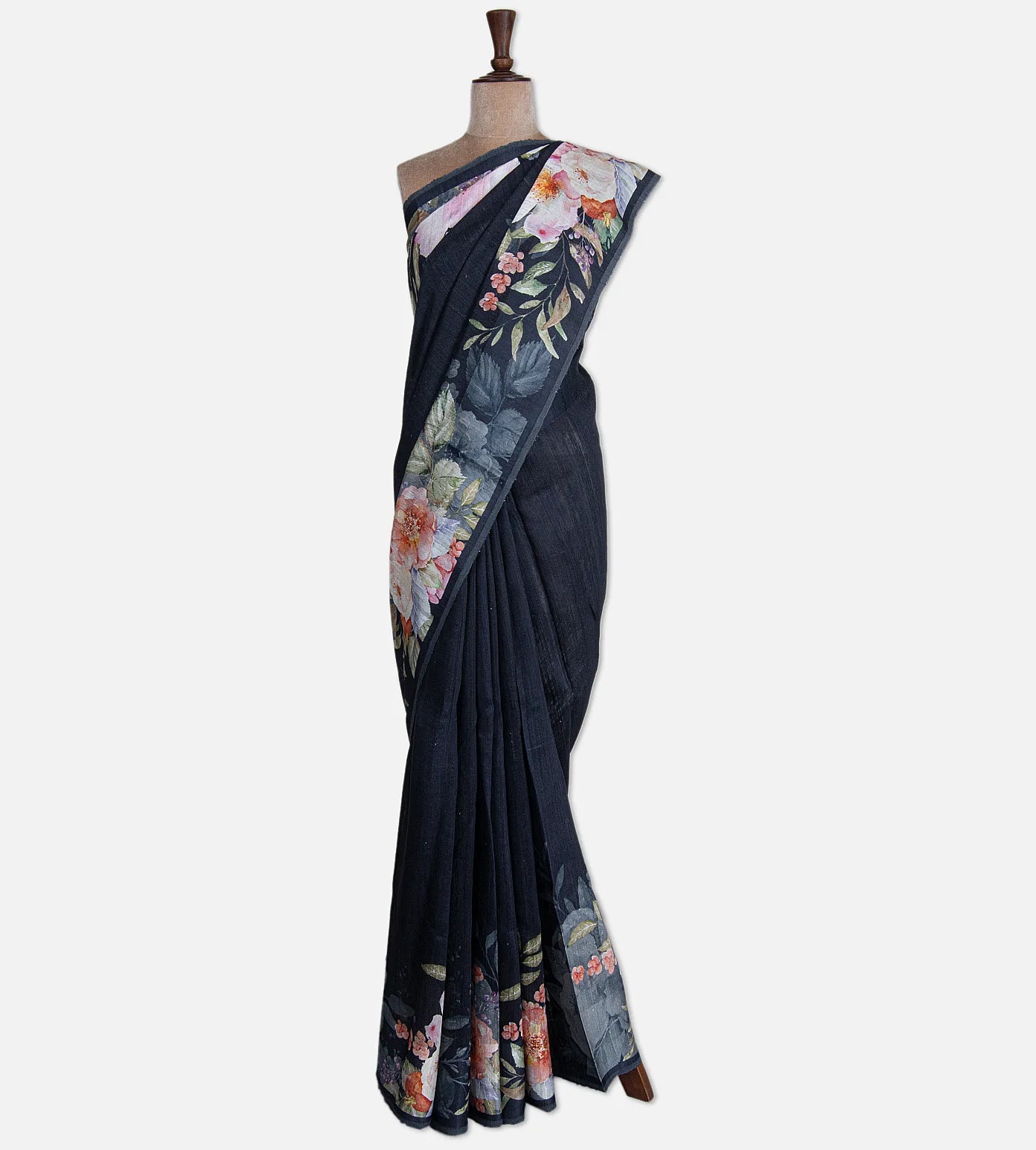 Navy Blue Matka Tussar Saree