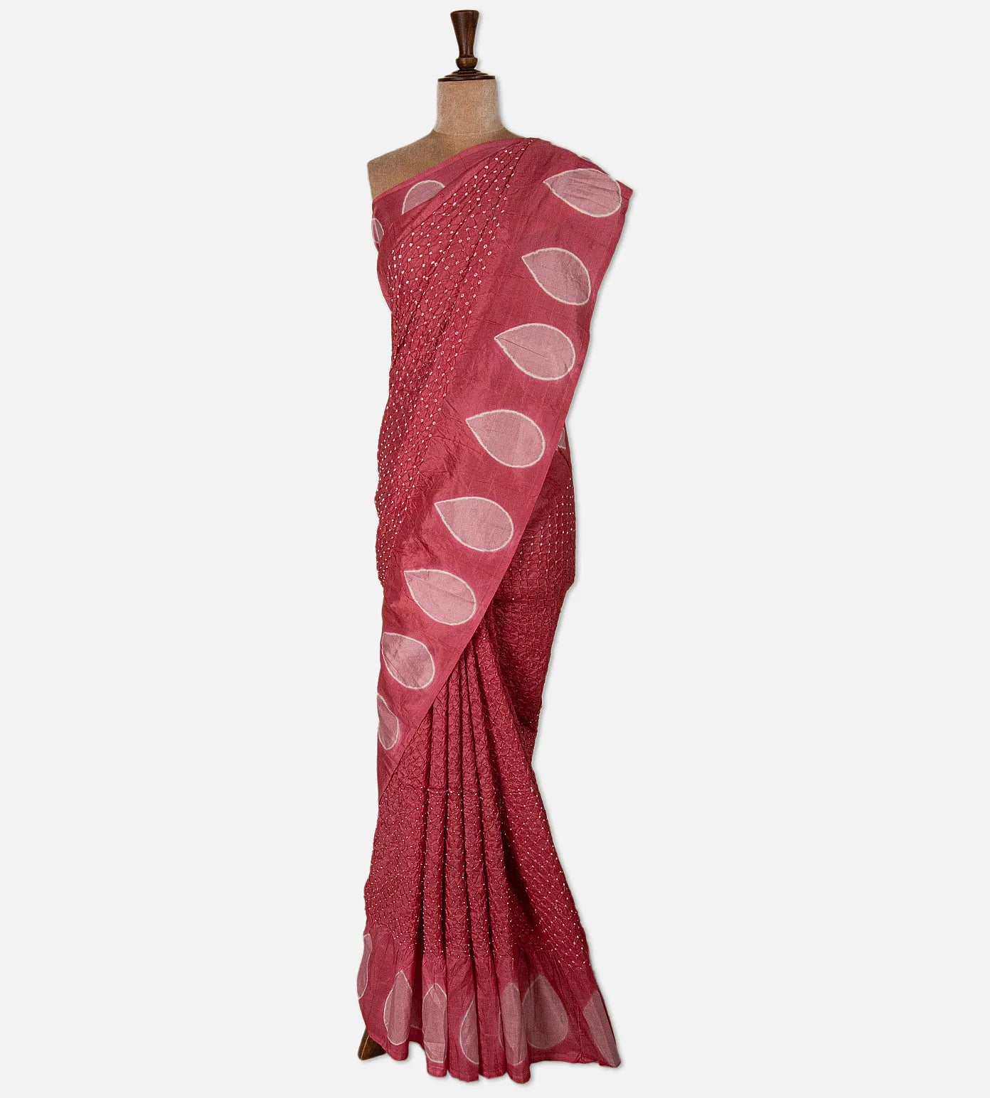 Pink Tussar Bandhani Saree