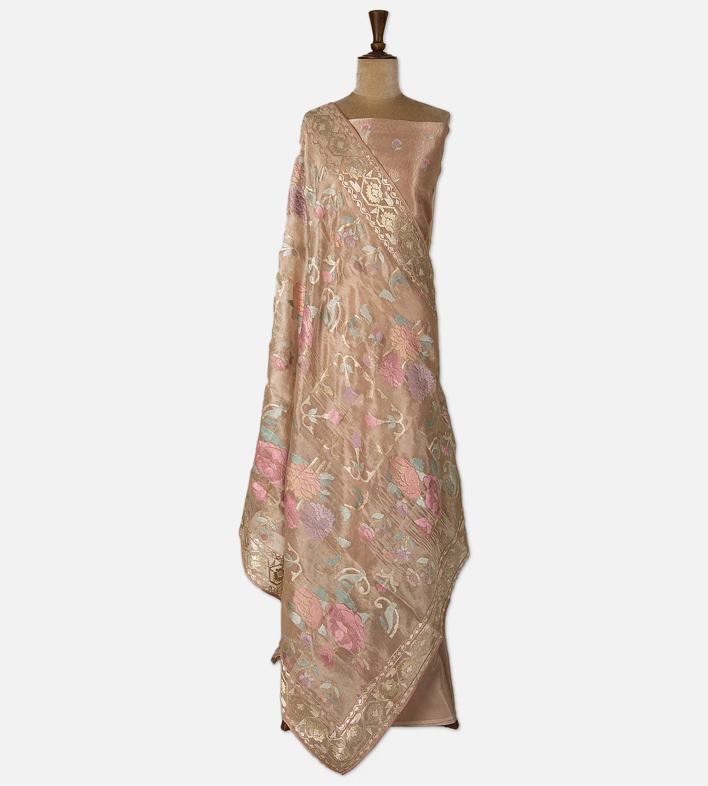 Rose gold Organza Embroidery Salwar