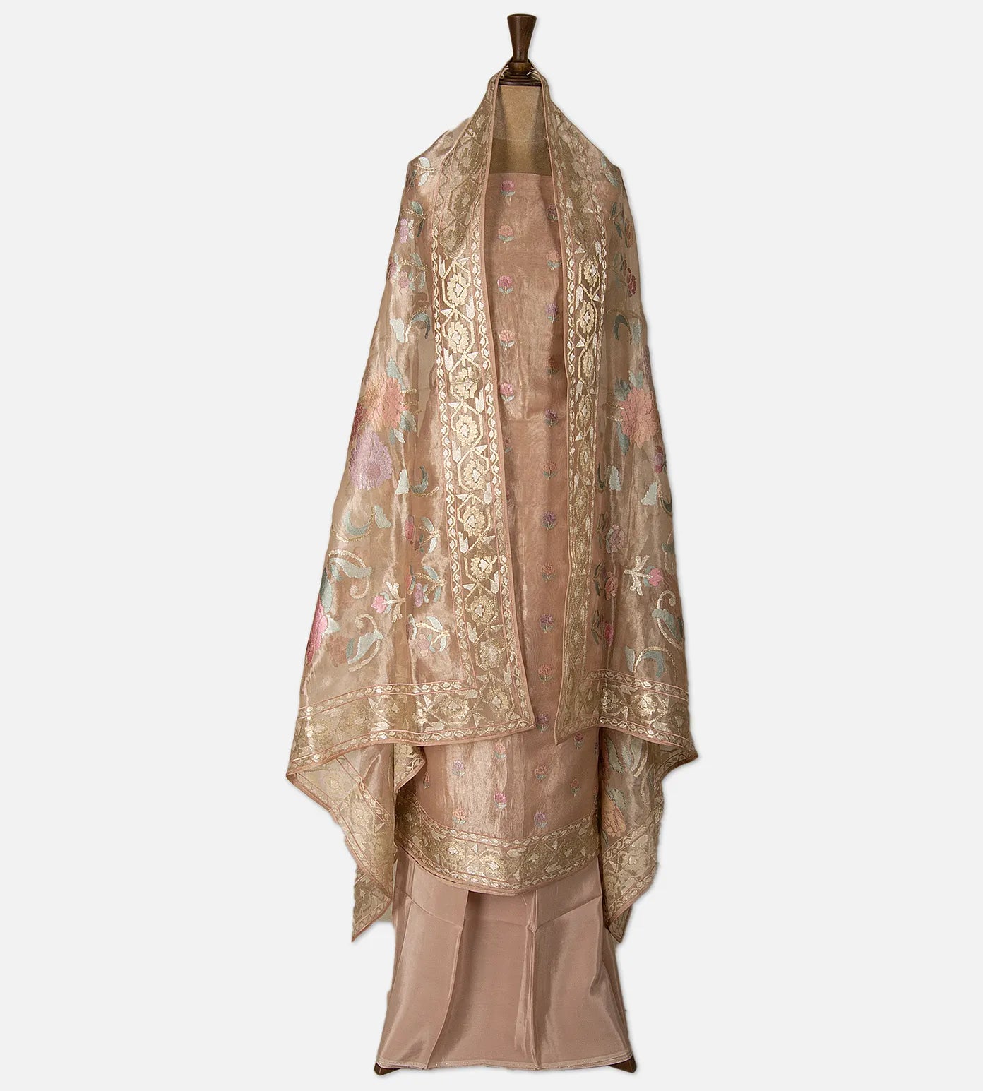 Rose gold Organza Embroidery Salwar