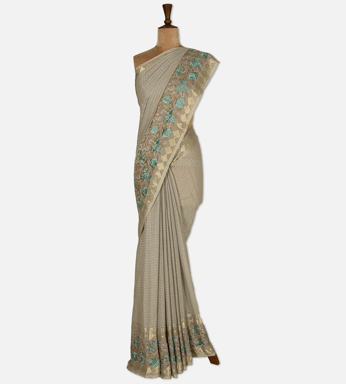 Grey Georgette Saree