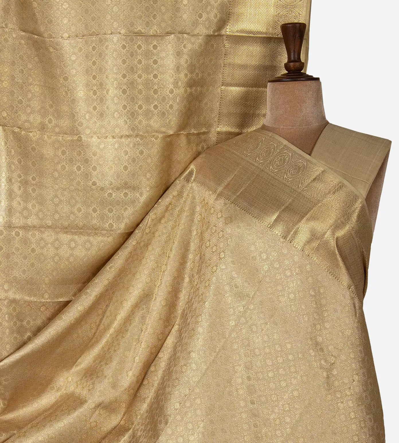 Beige Kanchipuram Silk Saree