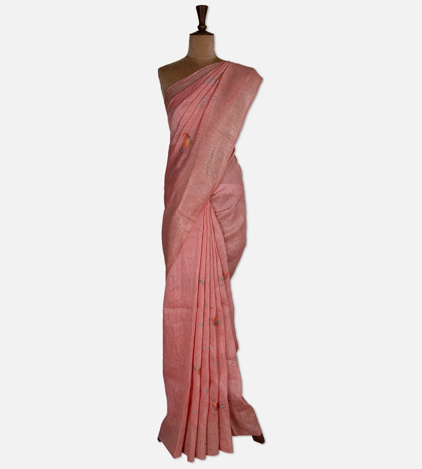 Salmon Pink Linen Saree