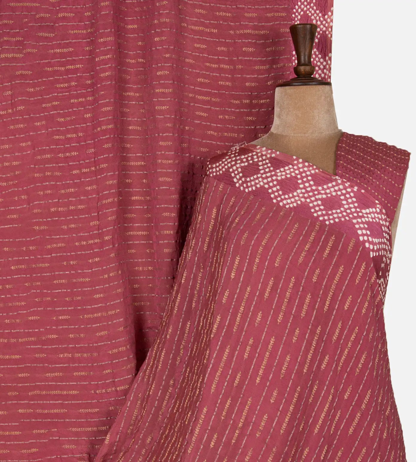 Pink Bandhani Mysore Crepe Saree