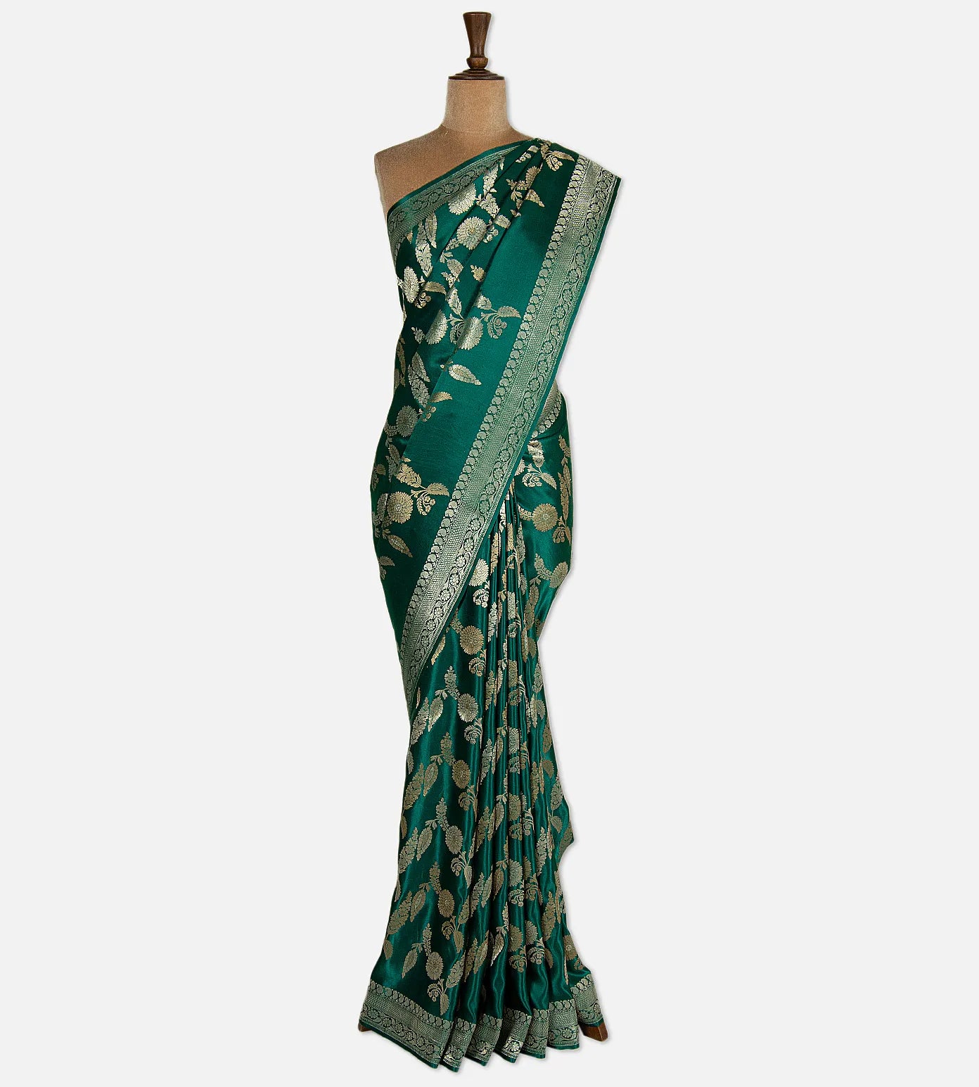 Teal Banarasi Mashru Silk Saree