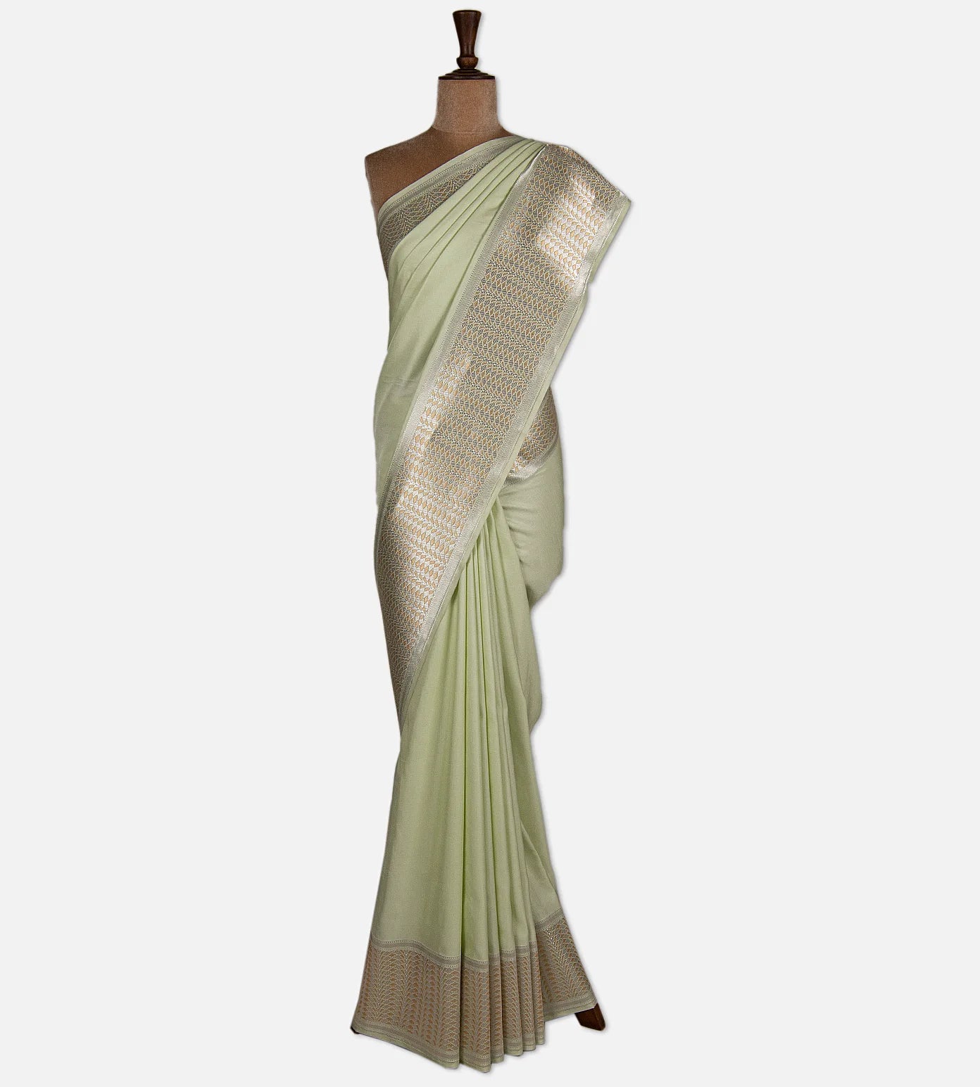 Pastel Green Banarasi Mashru Silk Saree