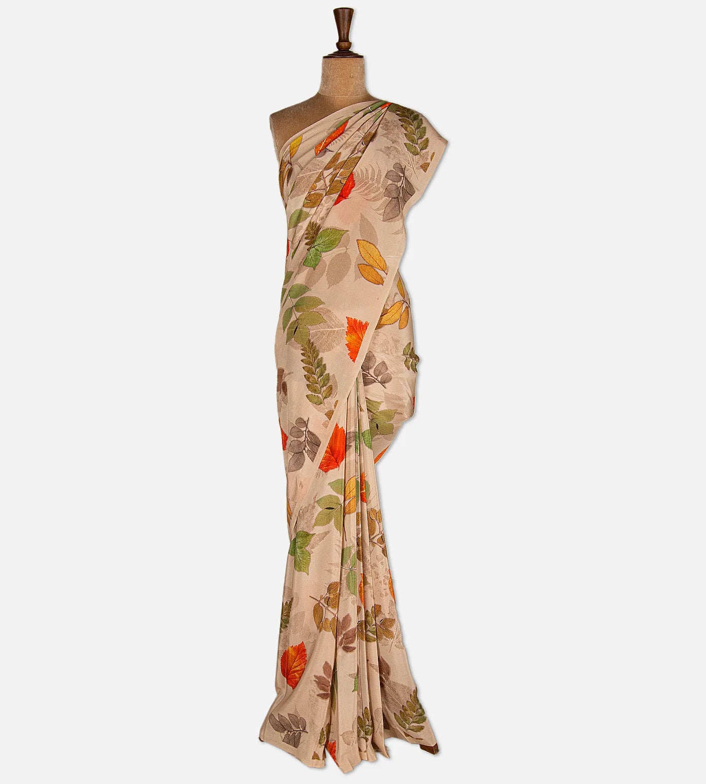 Light Beige Crepe Saree