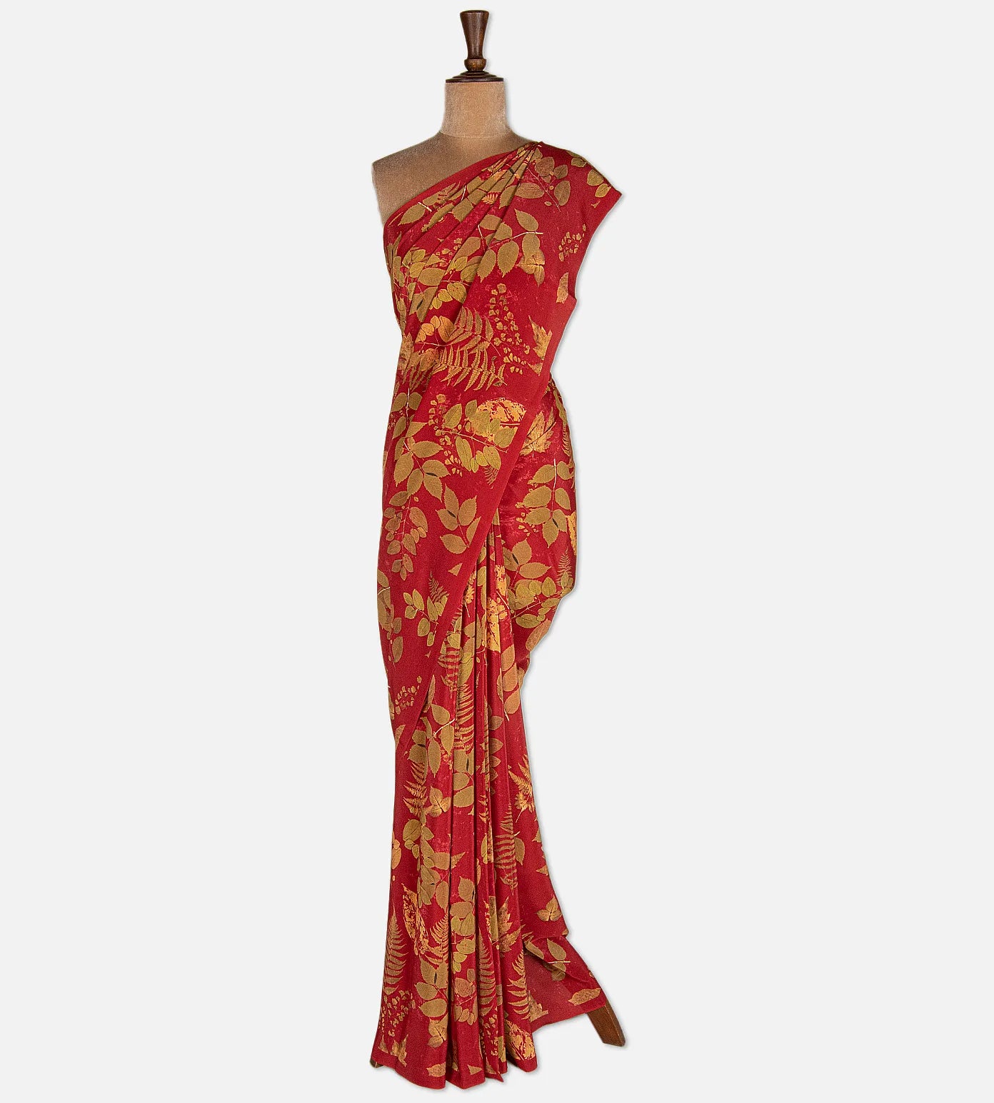 Red Crepe Saree
