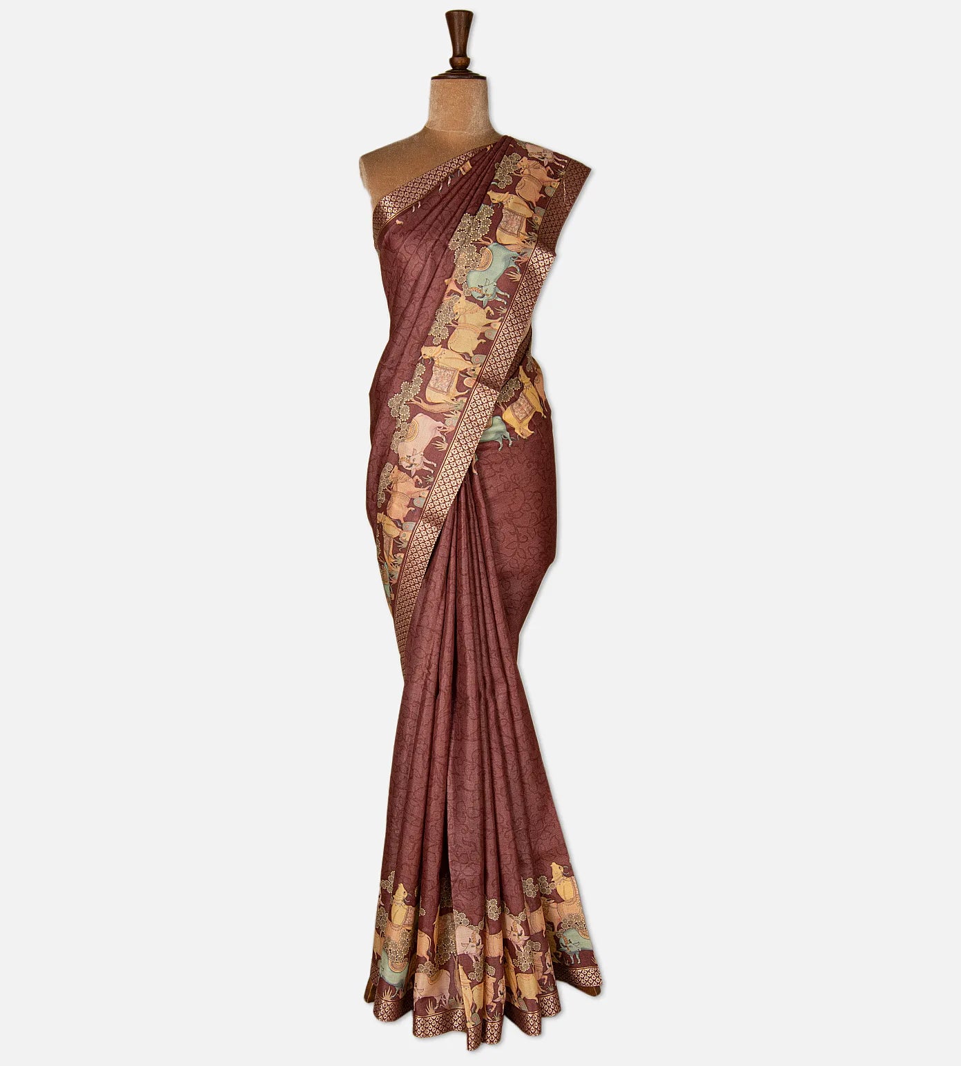 Maroon Tussar Saree
