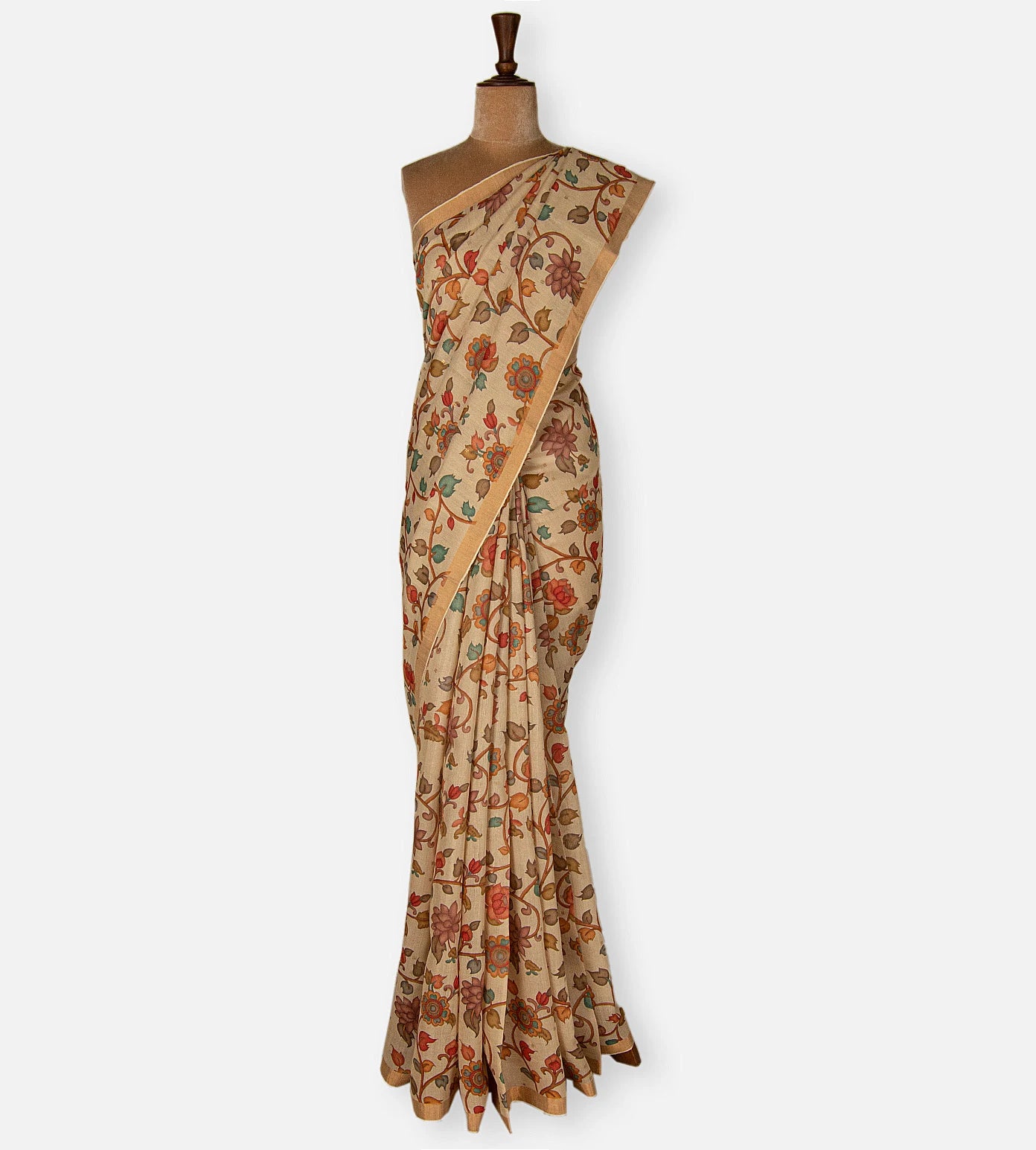 Beige Tussar Saree
