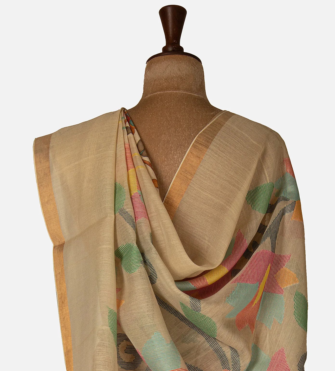 Beige Tussar Saree