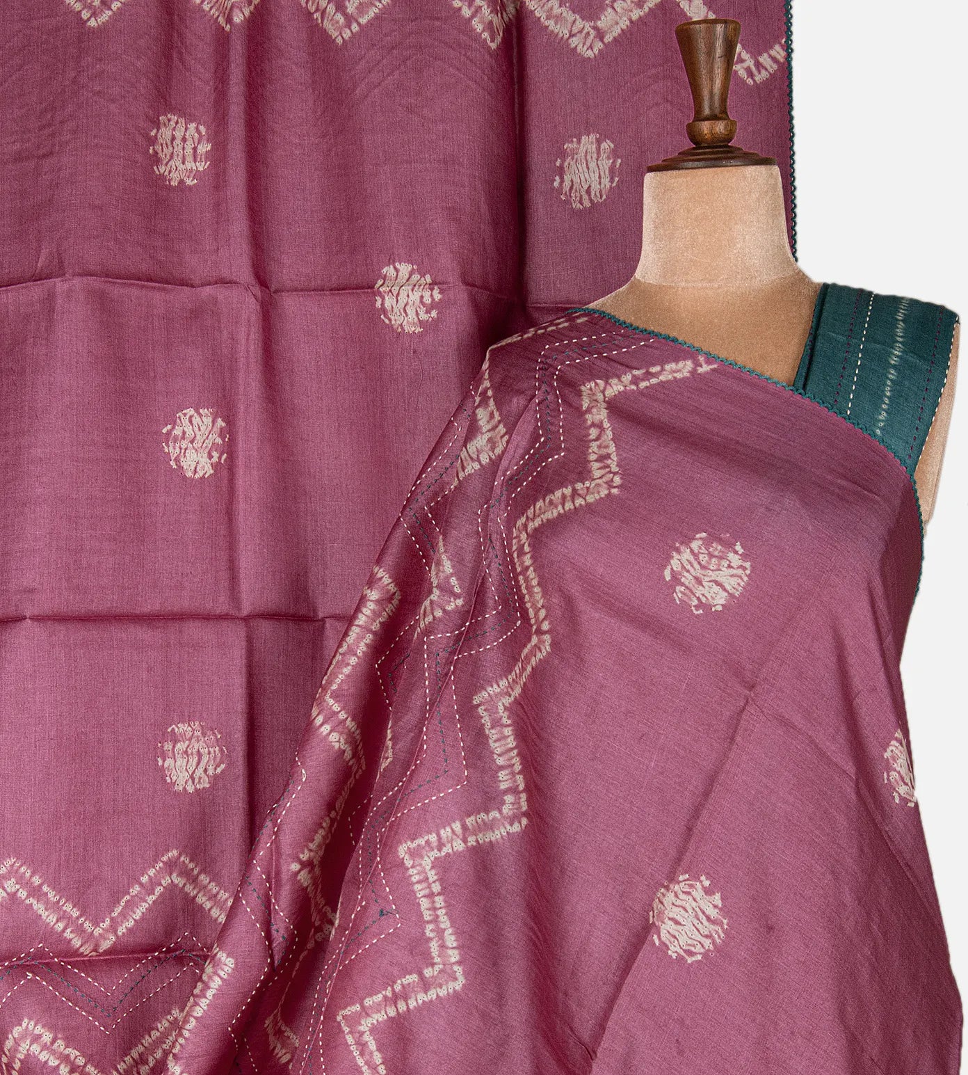 Light Pink Shibori Tussar Saree