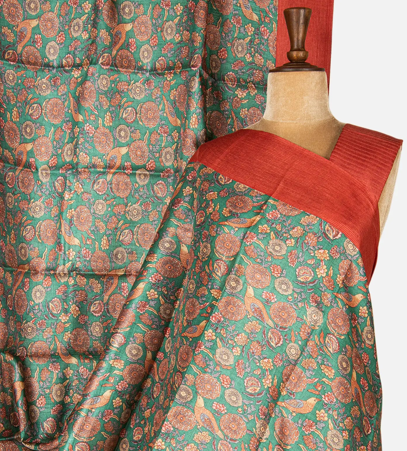 Green Tussar Printed Saree
