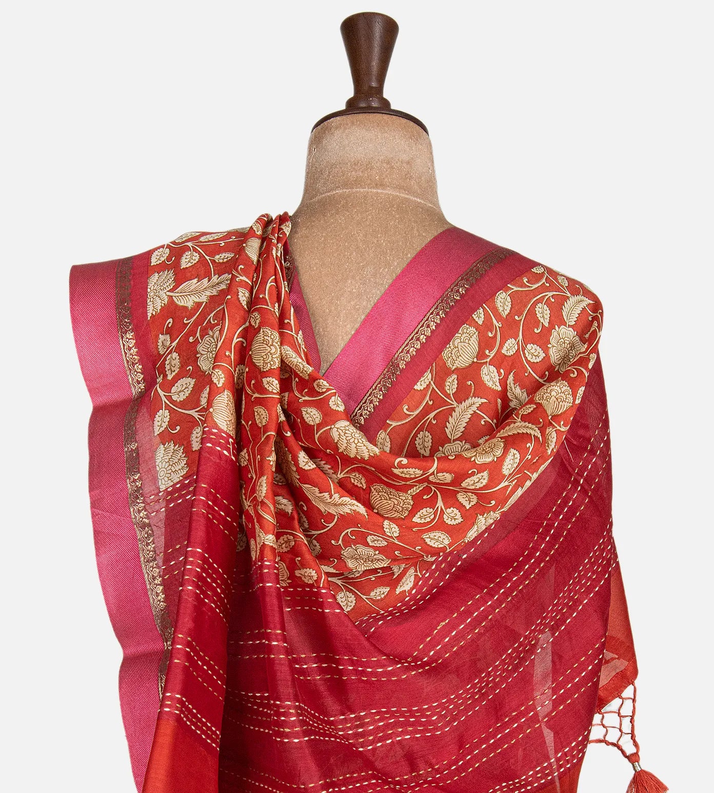 Red Chanderi Cotton Saree