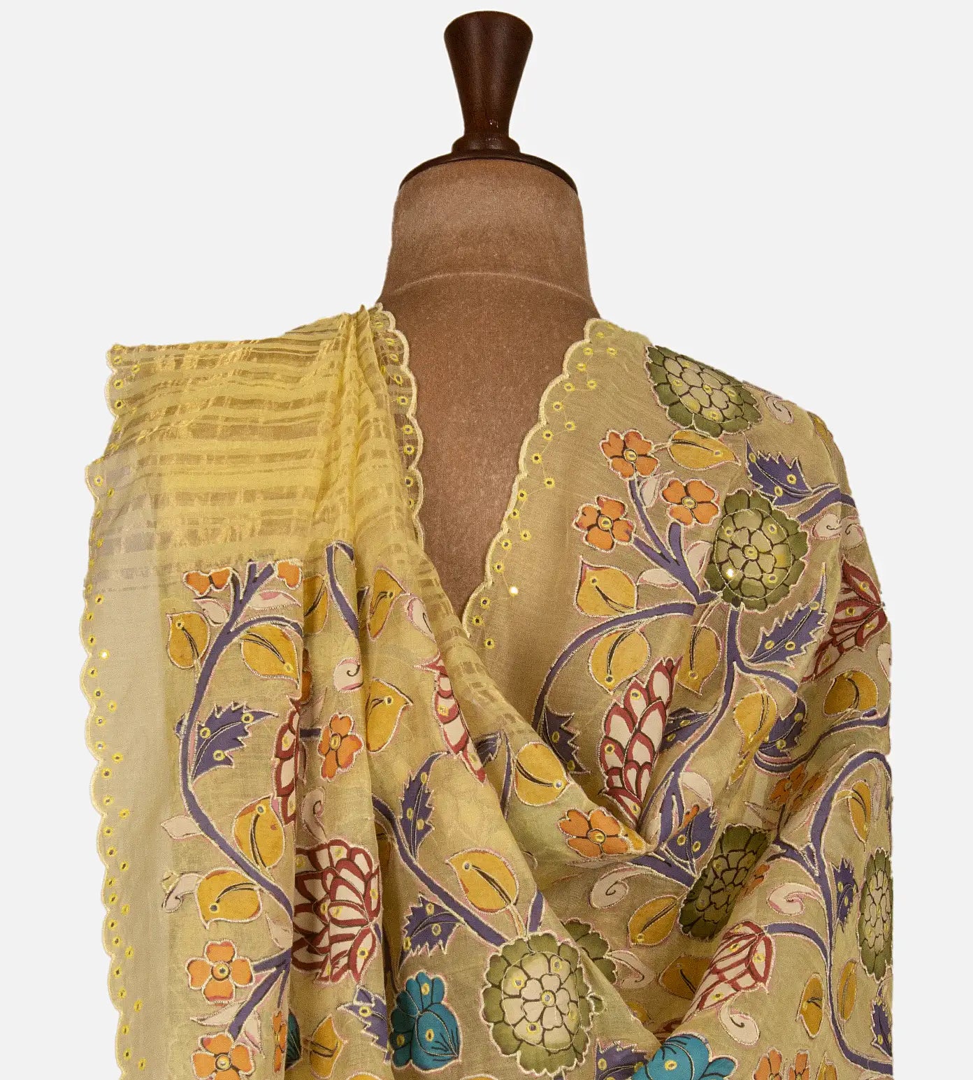 Yellow Tussar Organza Saree