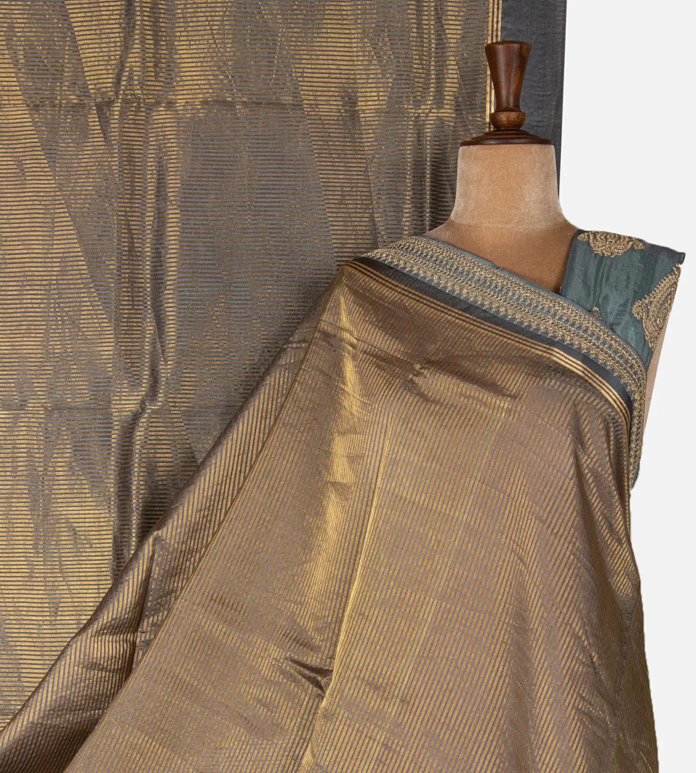 Dark Grey Organza Saree