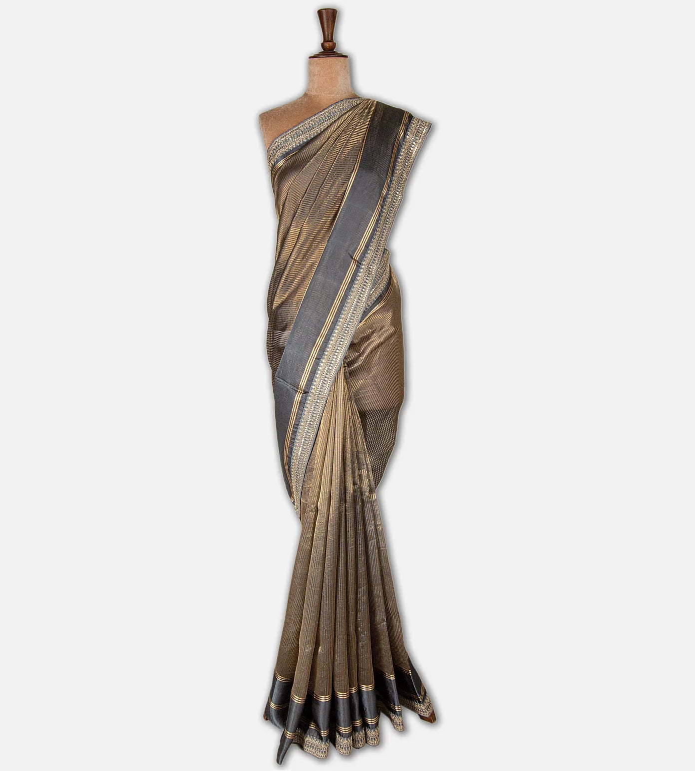 Dark Grey Organza Saree