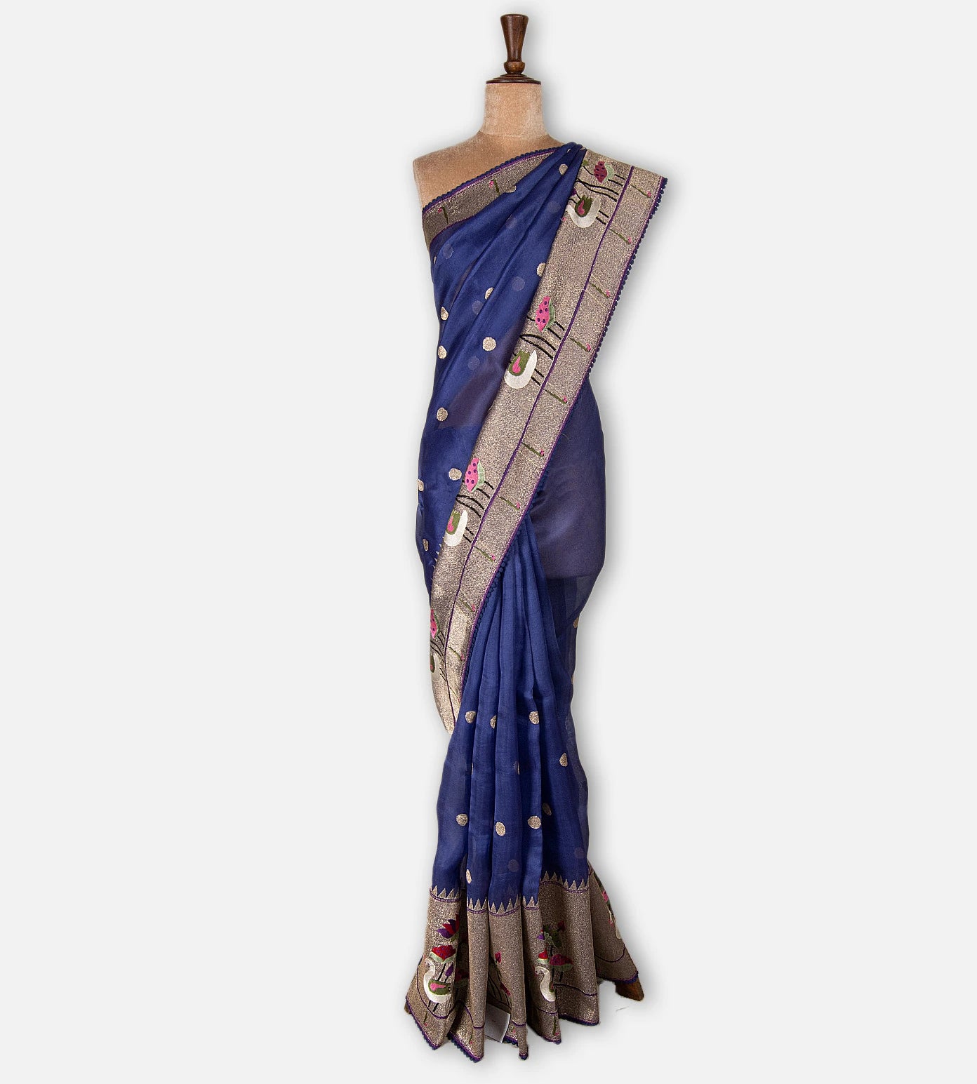 Light Blue Organza Embroidery Saree
