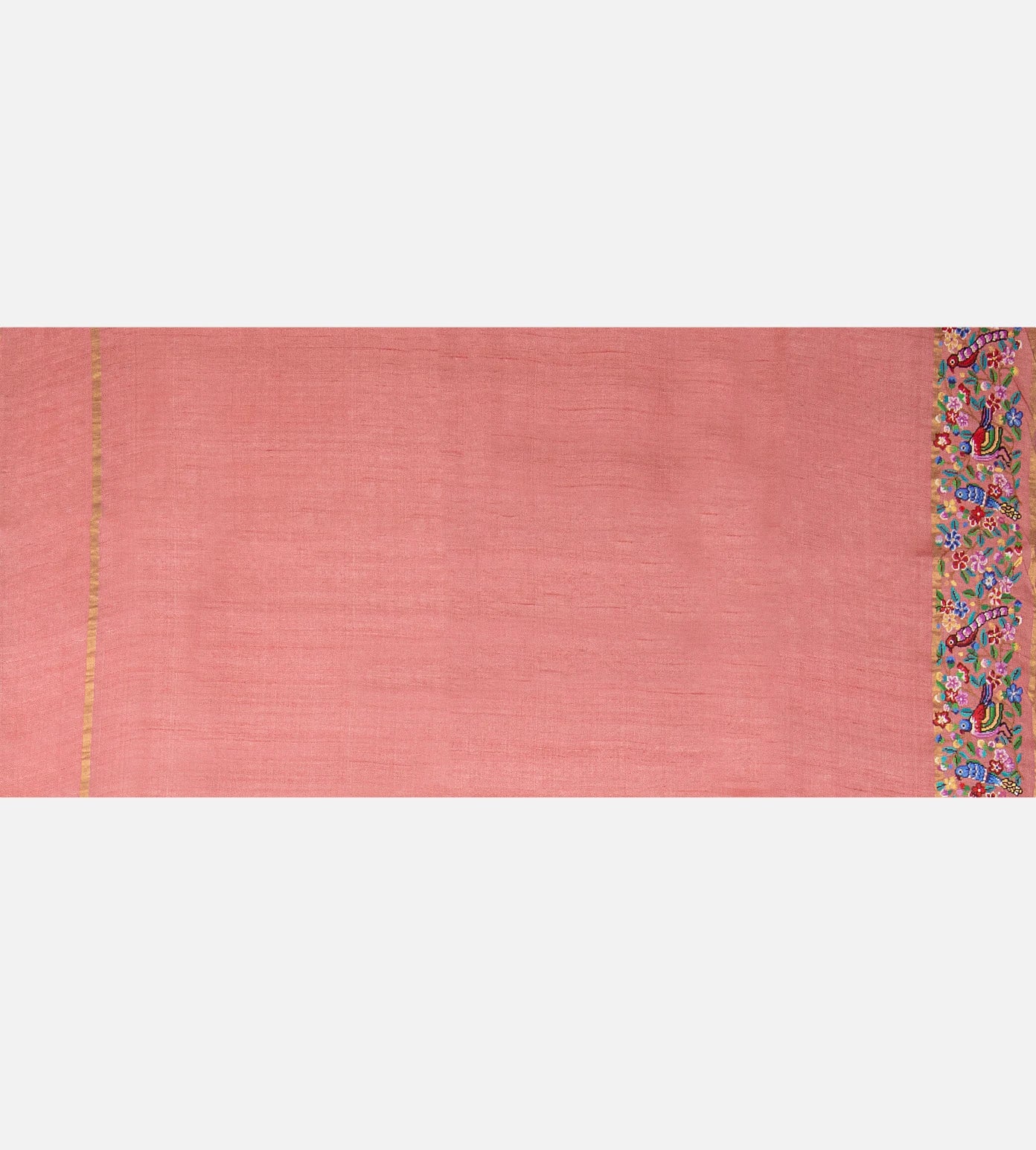 Light Pink Tussar Embroidery Saree