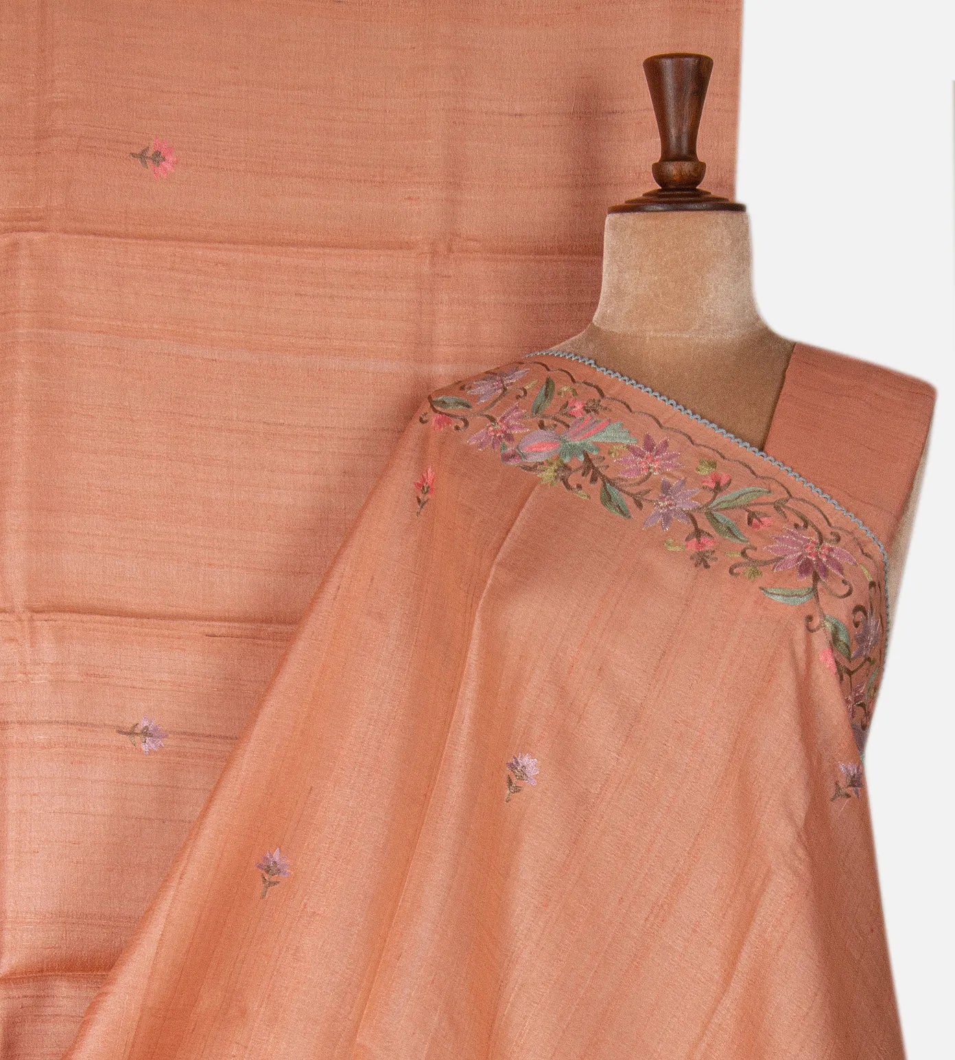 Light Peach Tussar Saree