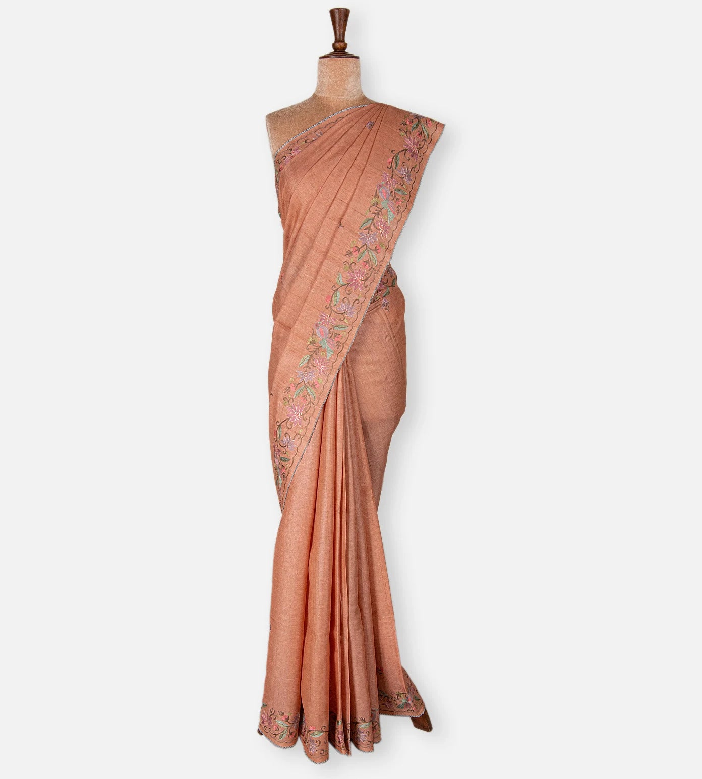 Light Peach Tussar Saree