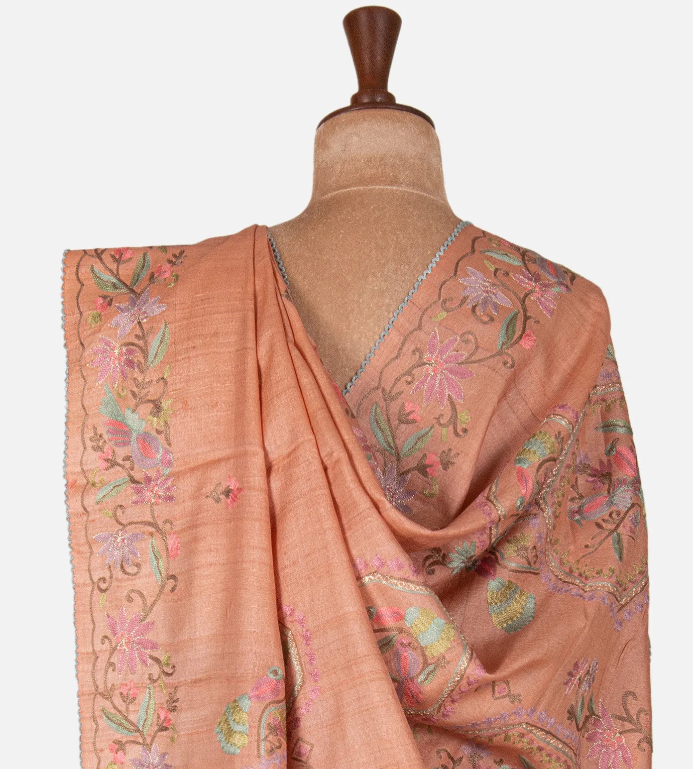 Light Peach Tussar Saree