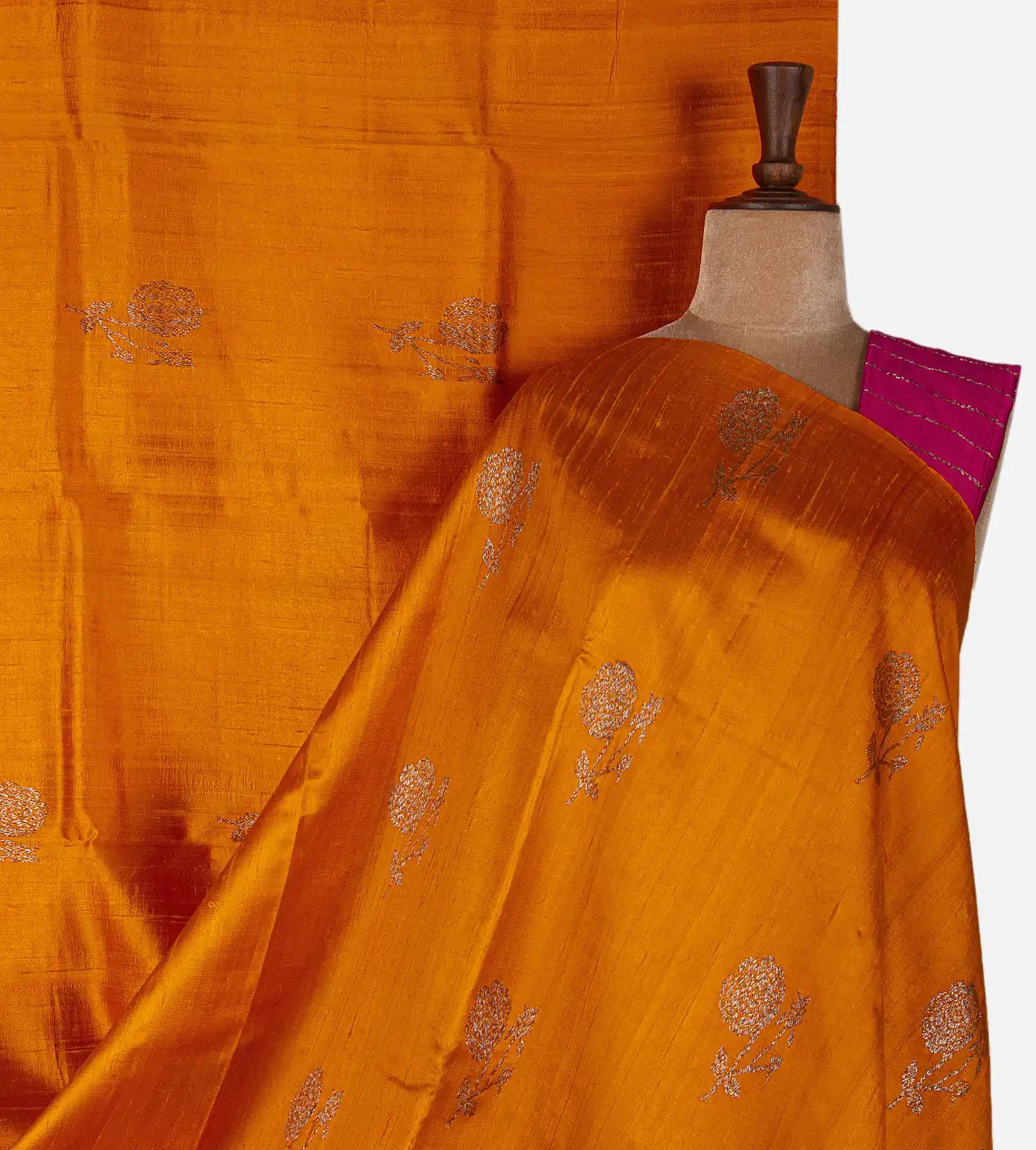Tangerine Yellow Banarasi Tussar Saree