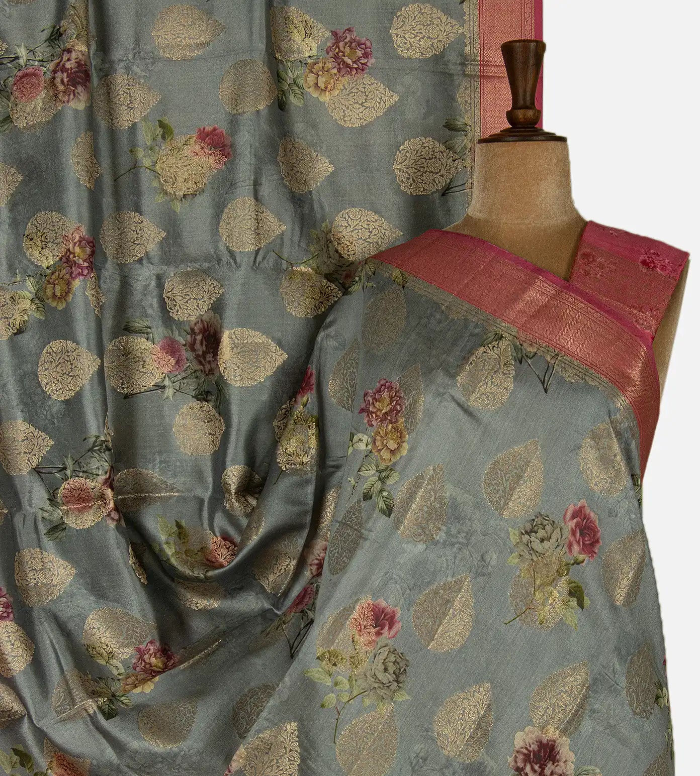 Grey Chaniya Silk Saree