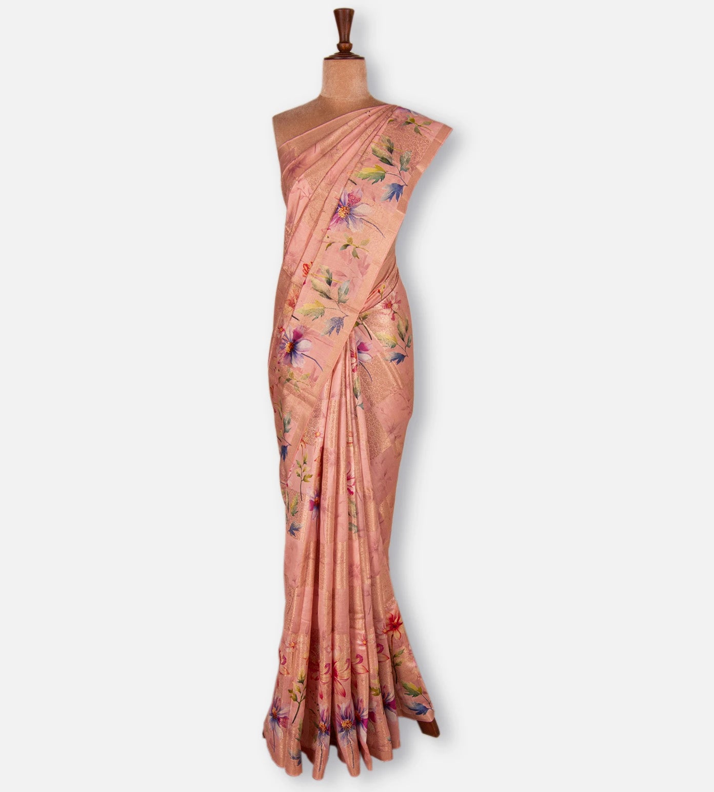 Light Peach Chaniya Silk Saree