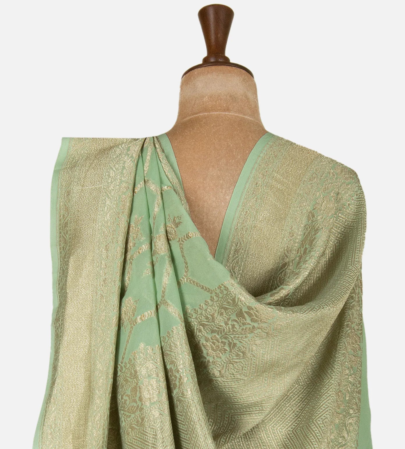 Pistachio Green Banarasi Georgette Saree