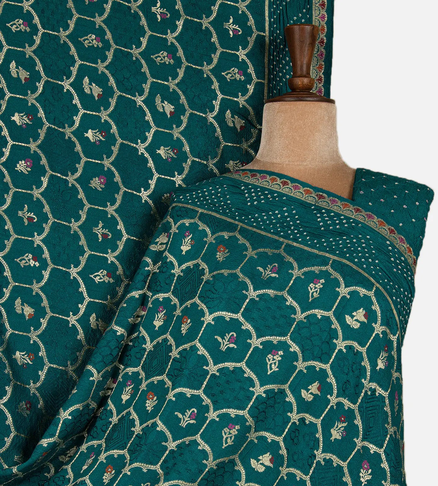 Blue Bandhani Tussar Georgette Saree