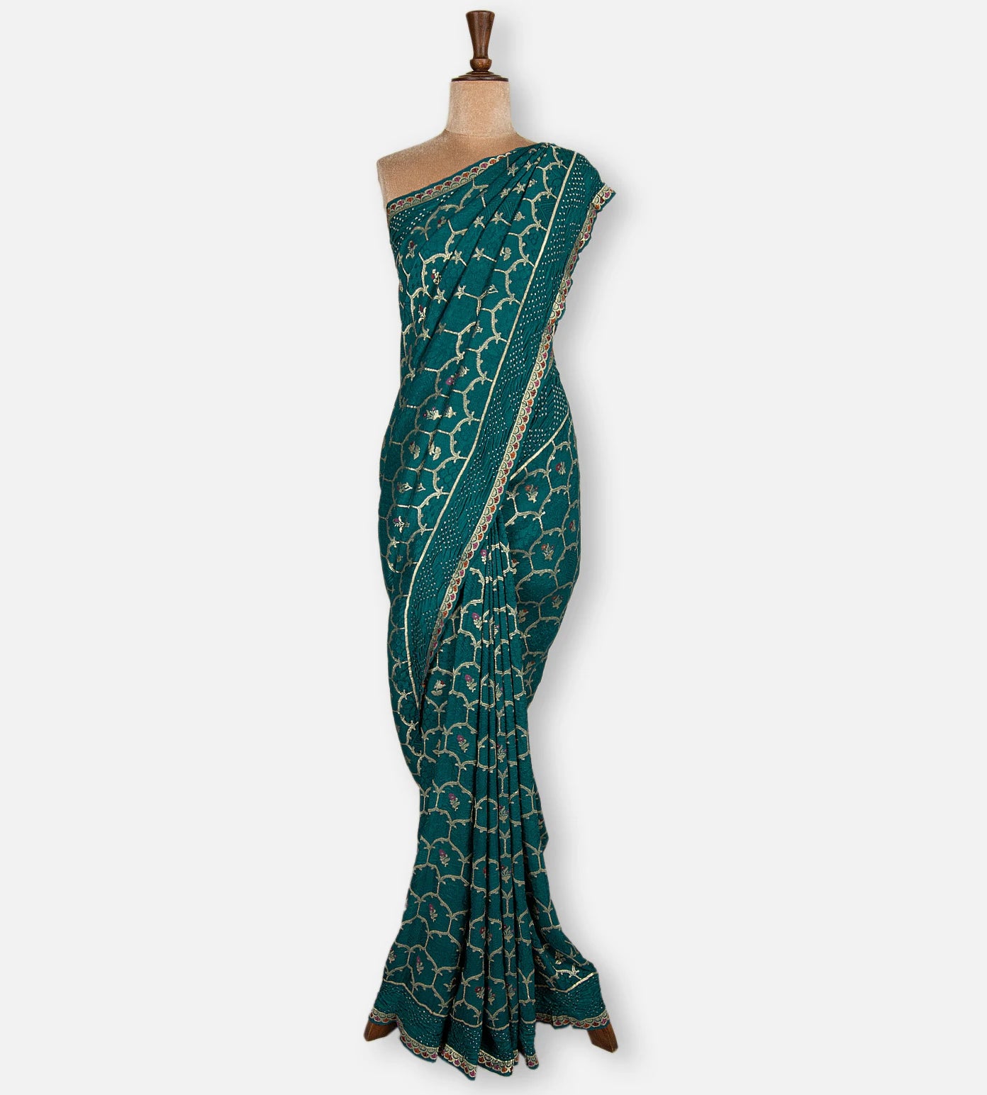 Blue Bandhani Tussar Georgette Saree