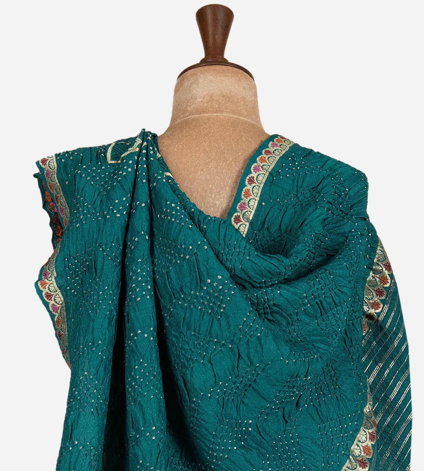 Blue Bandhani Tussar Georgette Saree