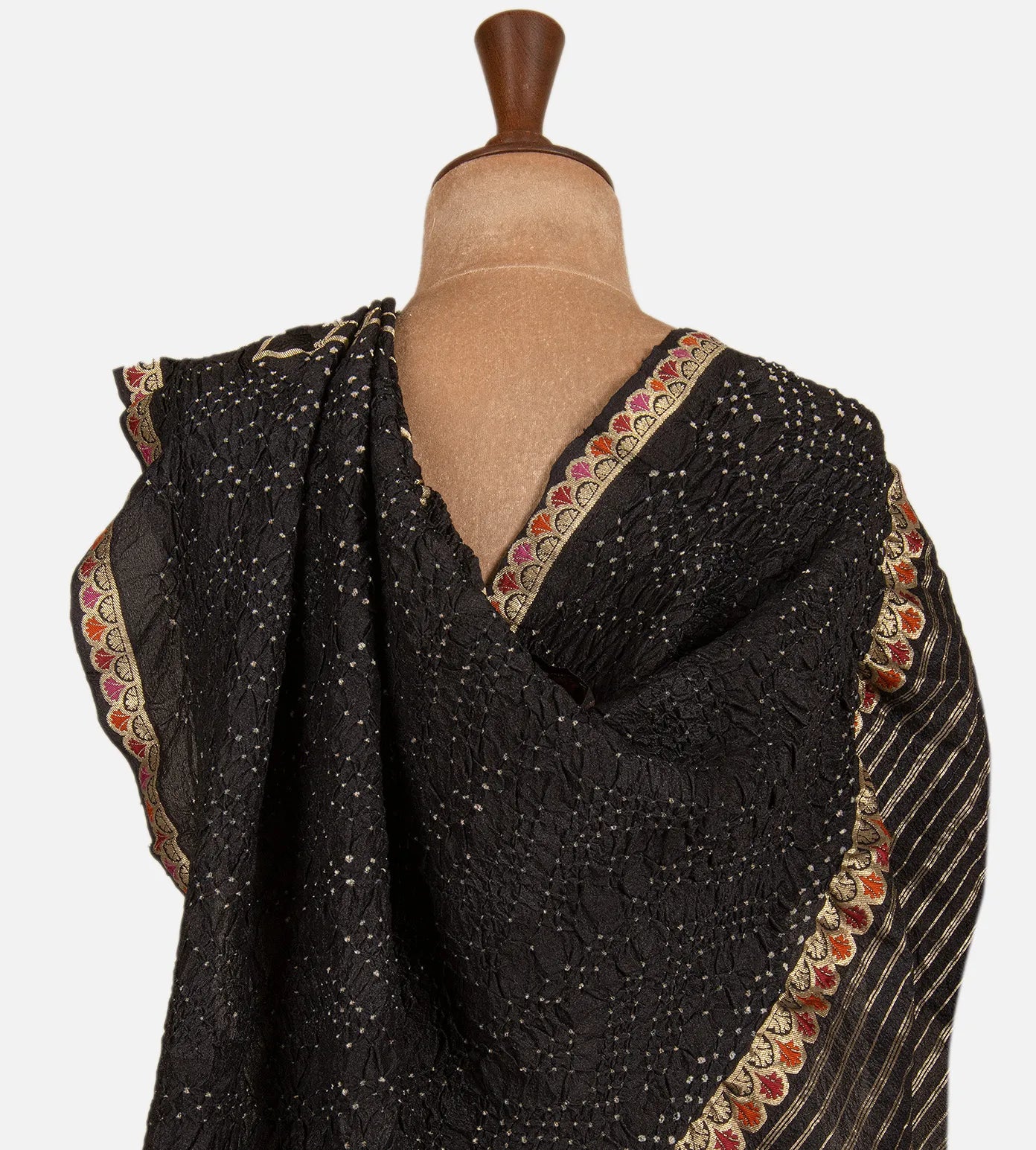 Black Bandhani Tussar Georgette Saree