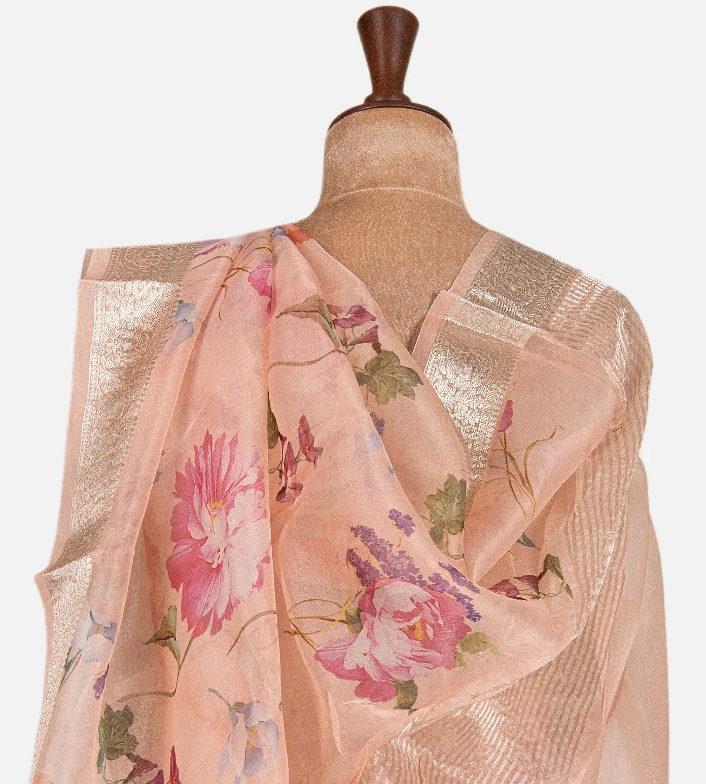 Light Peach Organza Saree