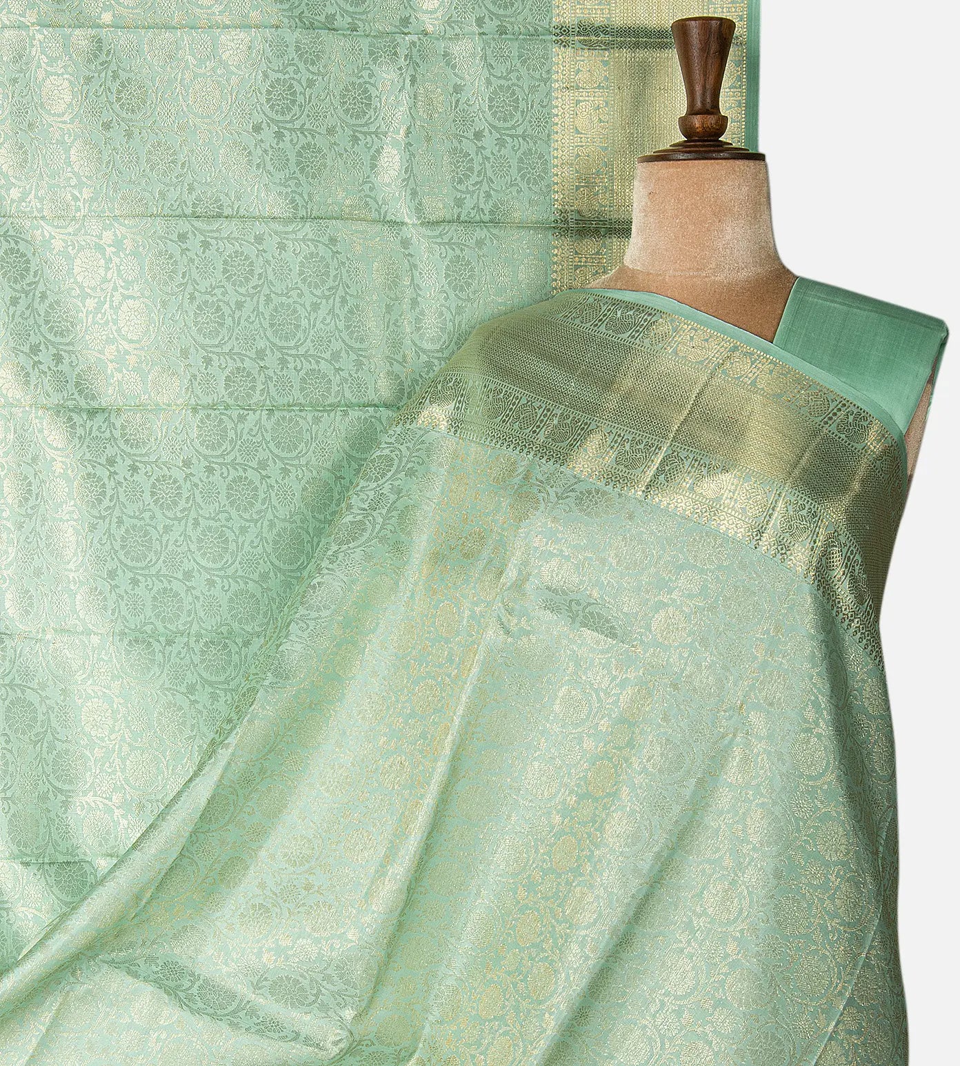 Pistachio Green Kanchipuram Silk Saree